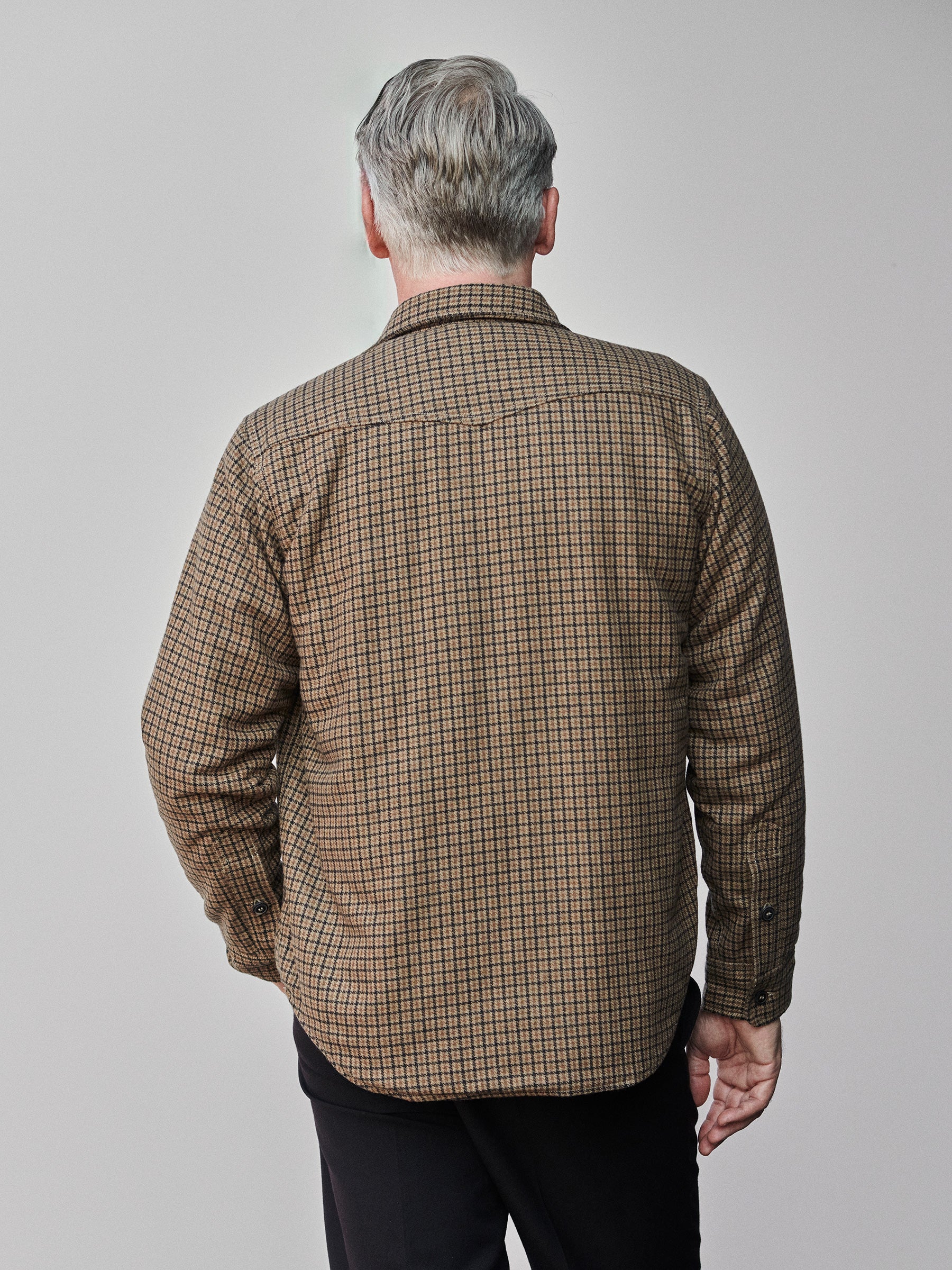 Golden Brown Gun Club Check Wool Plaid CPO Jacket - Image 5