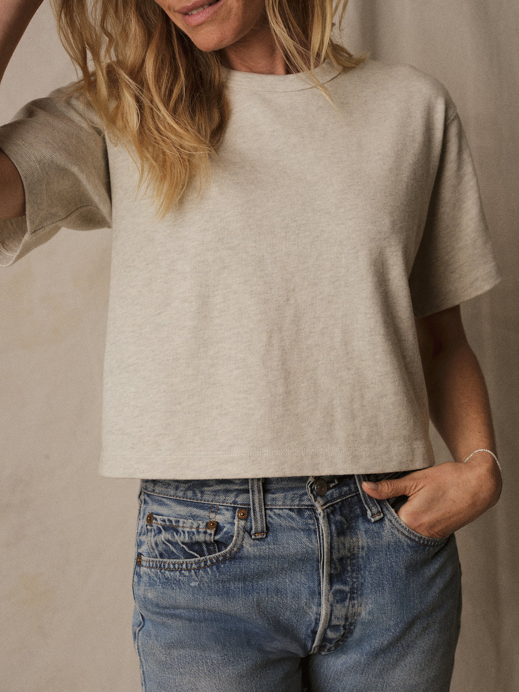 Heather Oat Field-Spec Boyfriend Crop Tee - Image 3