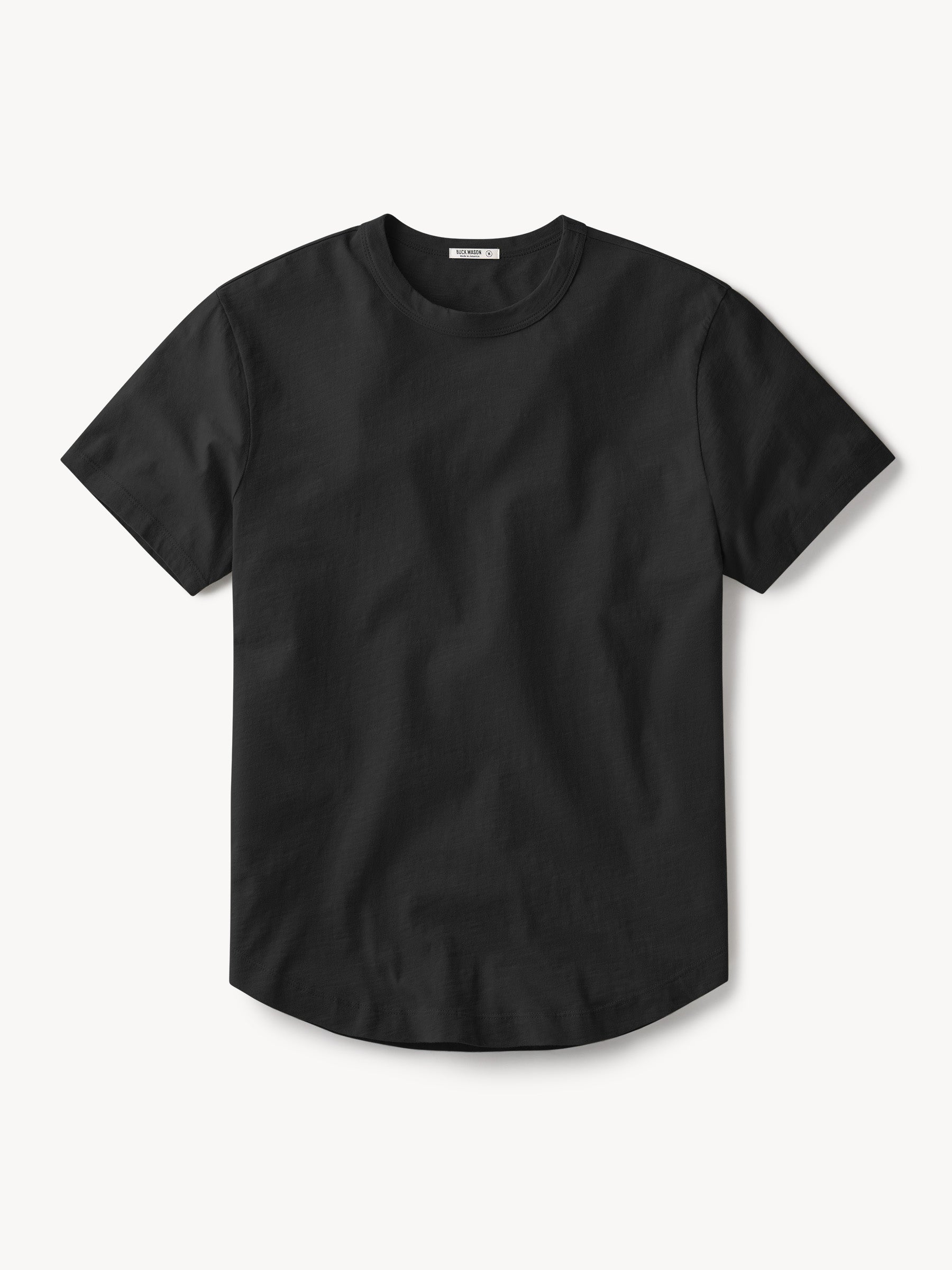 Black Slub Short Curved Hem Tee