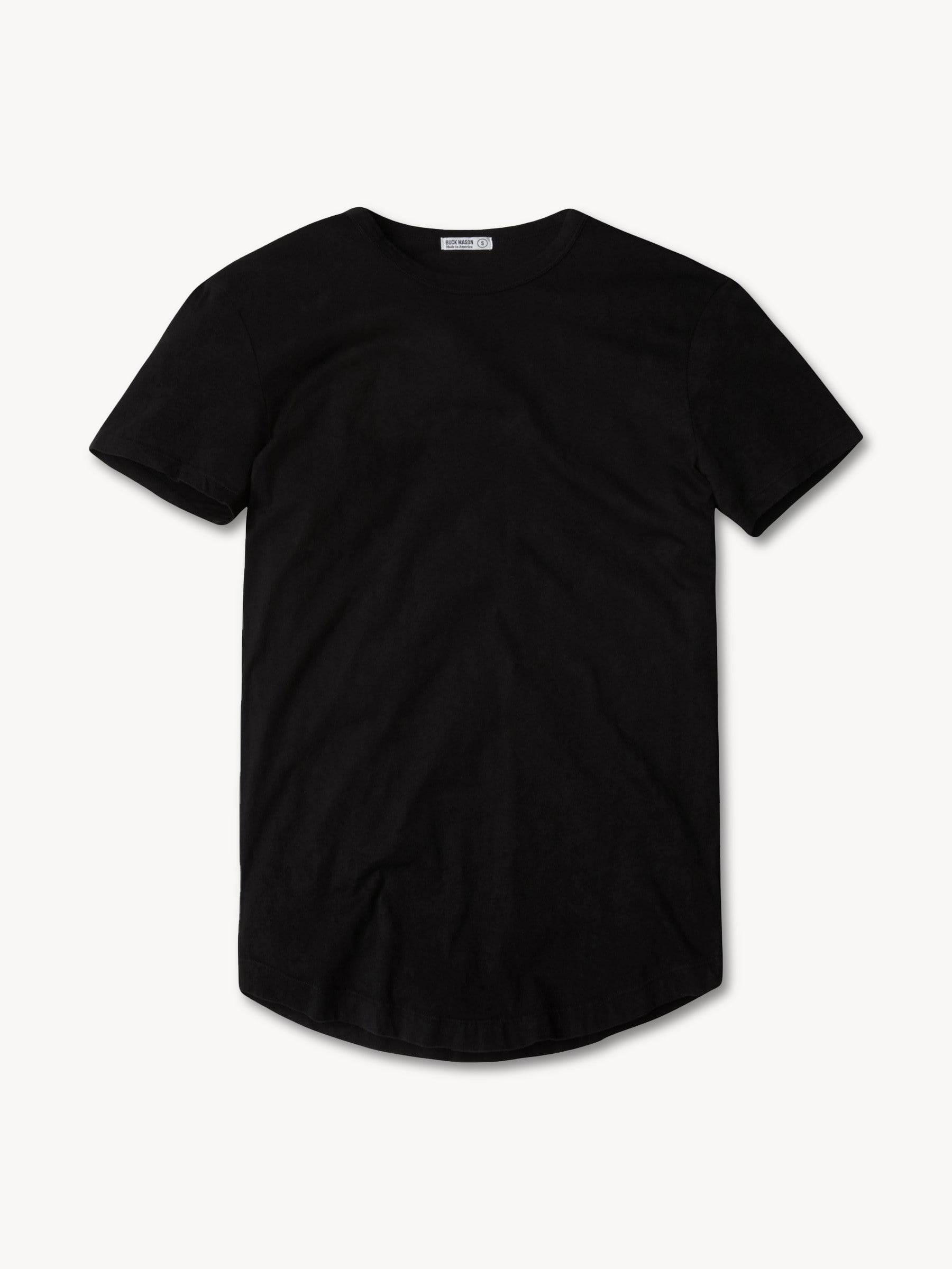 Black Pima Short Curved Hem Tee