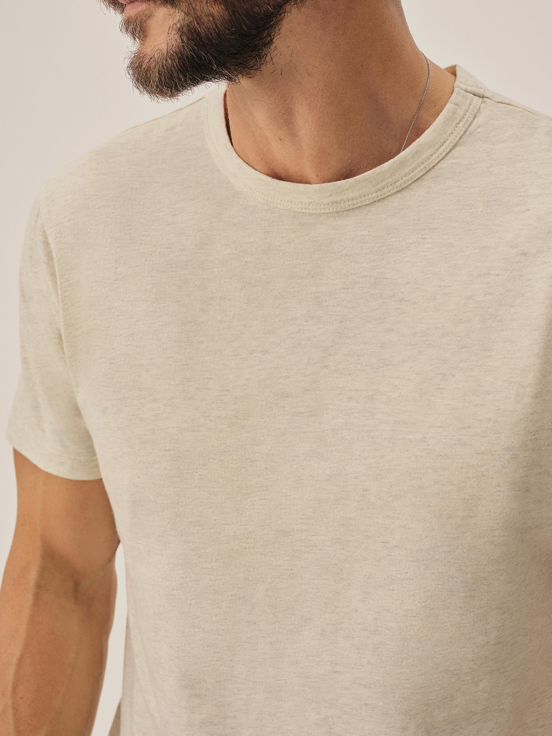 Heather Oat Pima Curved Hem Tee - Image 3