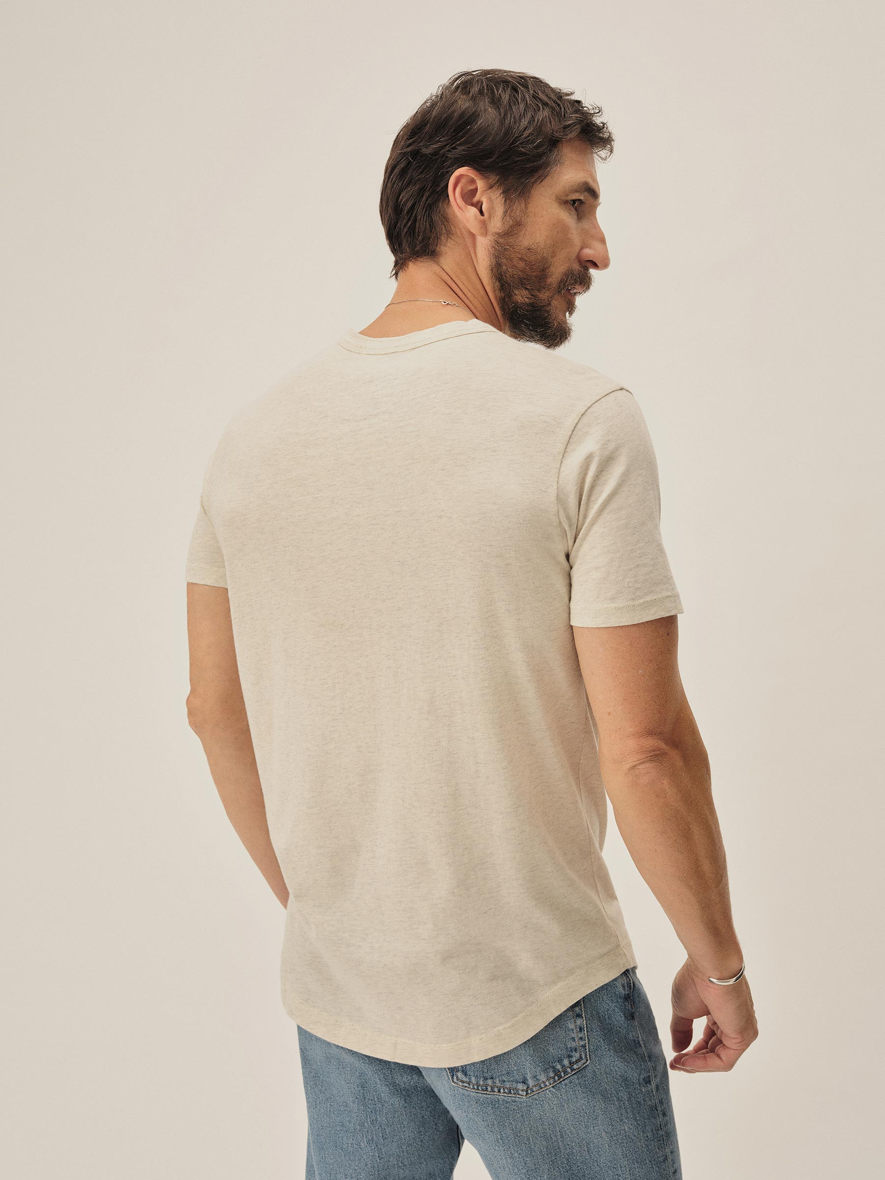 Heather Oat Pima Curved Hem Tee - Image 5