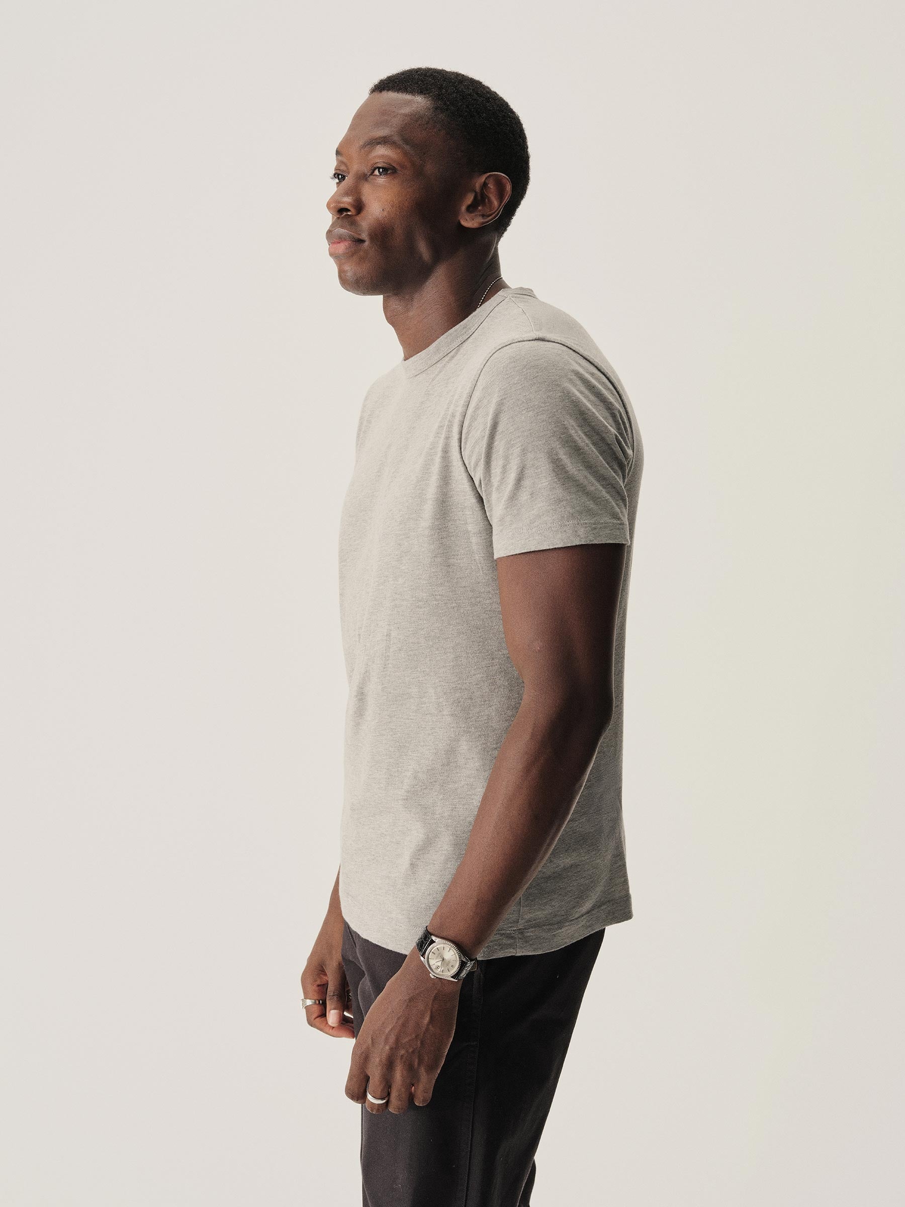 Heather Grey Pima Classic Tee - Image 4