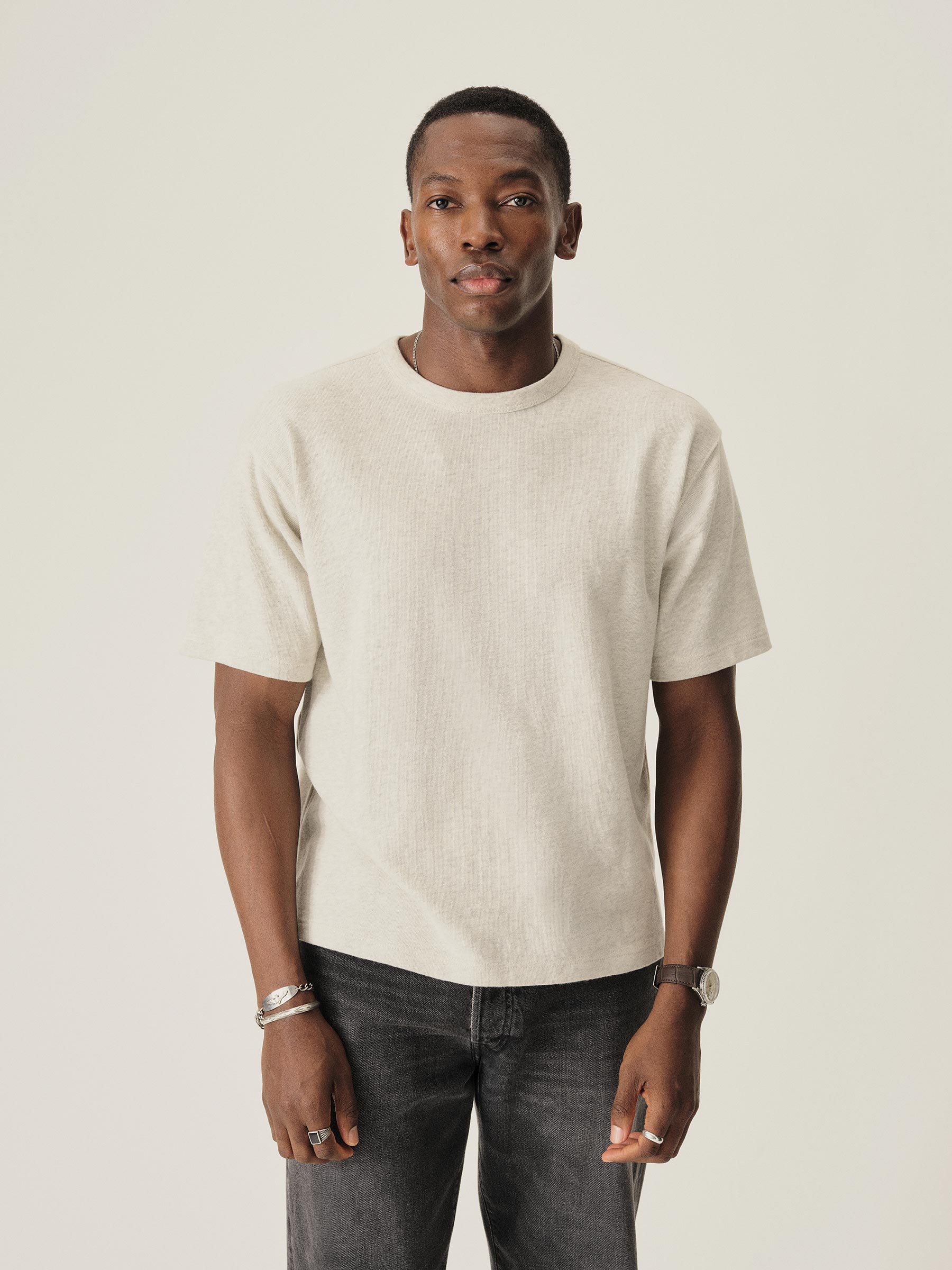 Heather Oat Field-Spec 90S Boxy Heavy Tee - Image 4