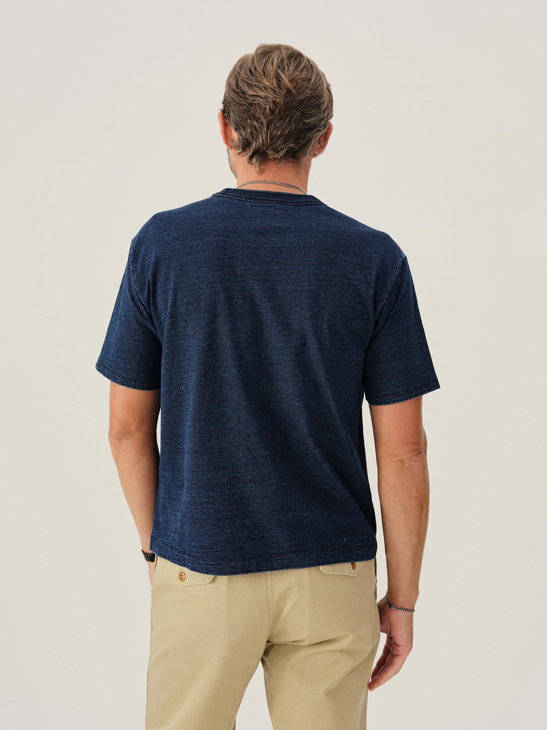 D019 Indigo-Dipped Yuma 90S Boxy Pocket Tee - Image 5