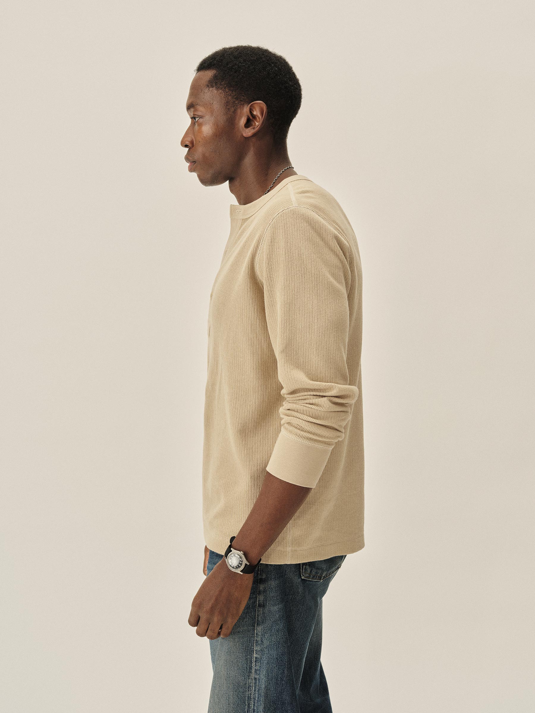 Sand Dune Vintage Thermal Henley - Image 3