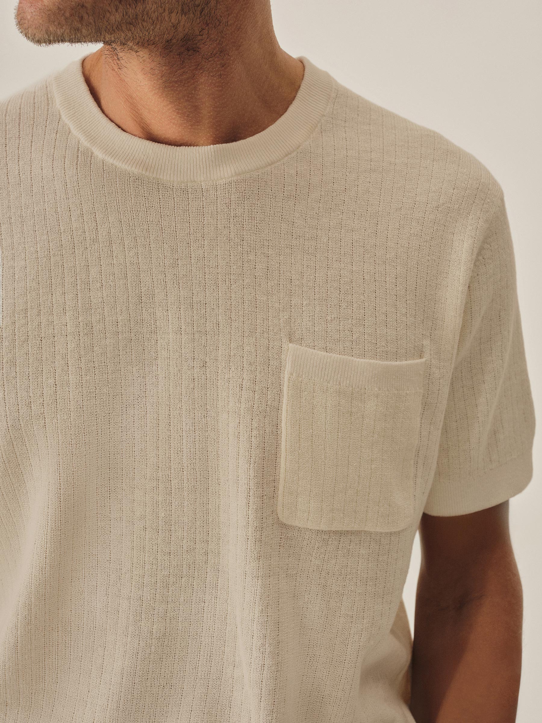 Cement Yuma Hemp Rib Knit Pocket Tee - Image 3