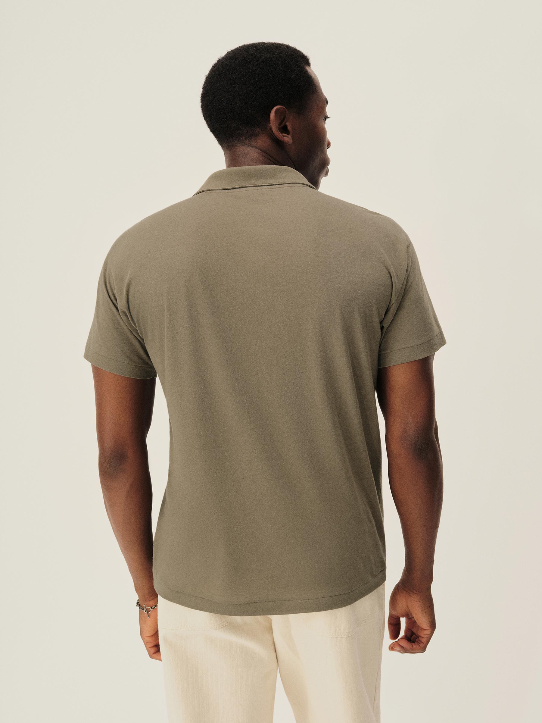 Dry Olive Japanese De-Luxe Cotton Linen Knit S/S Polo - Image 5