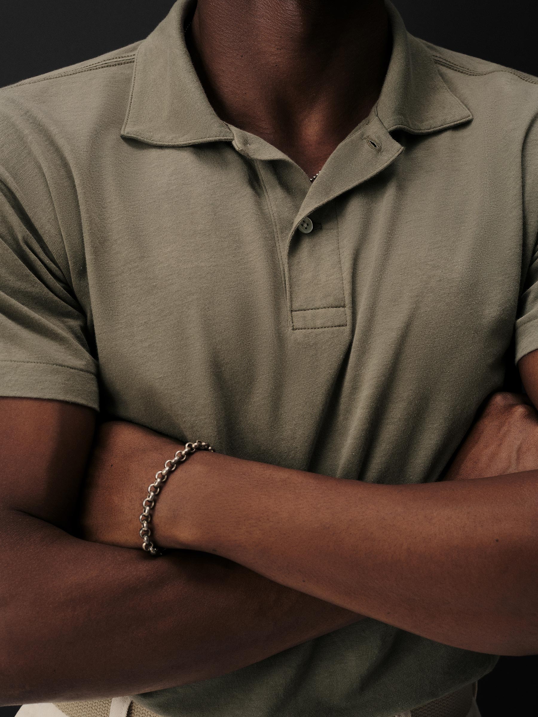 Dry Olive Japanese De-Luxe Cotton Linen Knit S/S Polo - Image 4