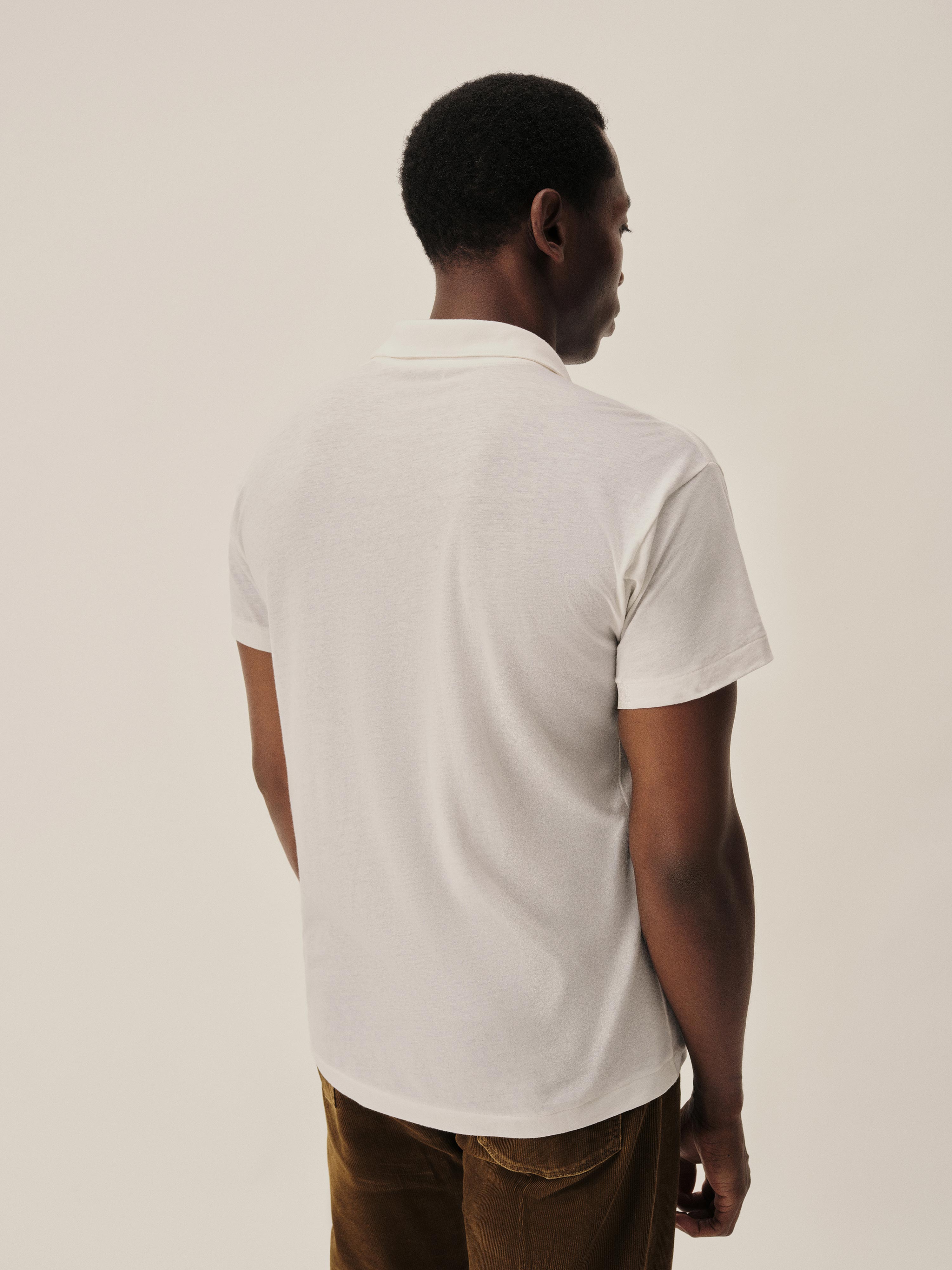 White Japanese De-Luxe Cotton Linen Knit S/S Polo - Image 5