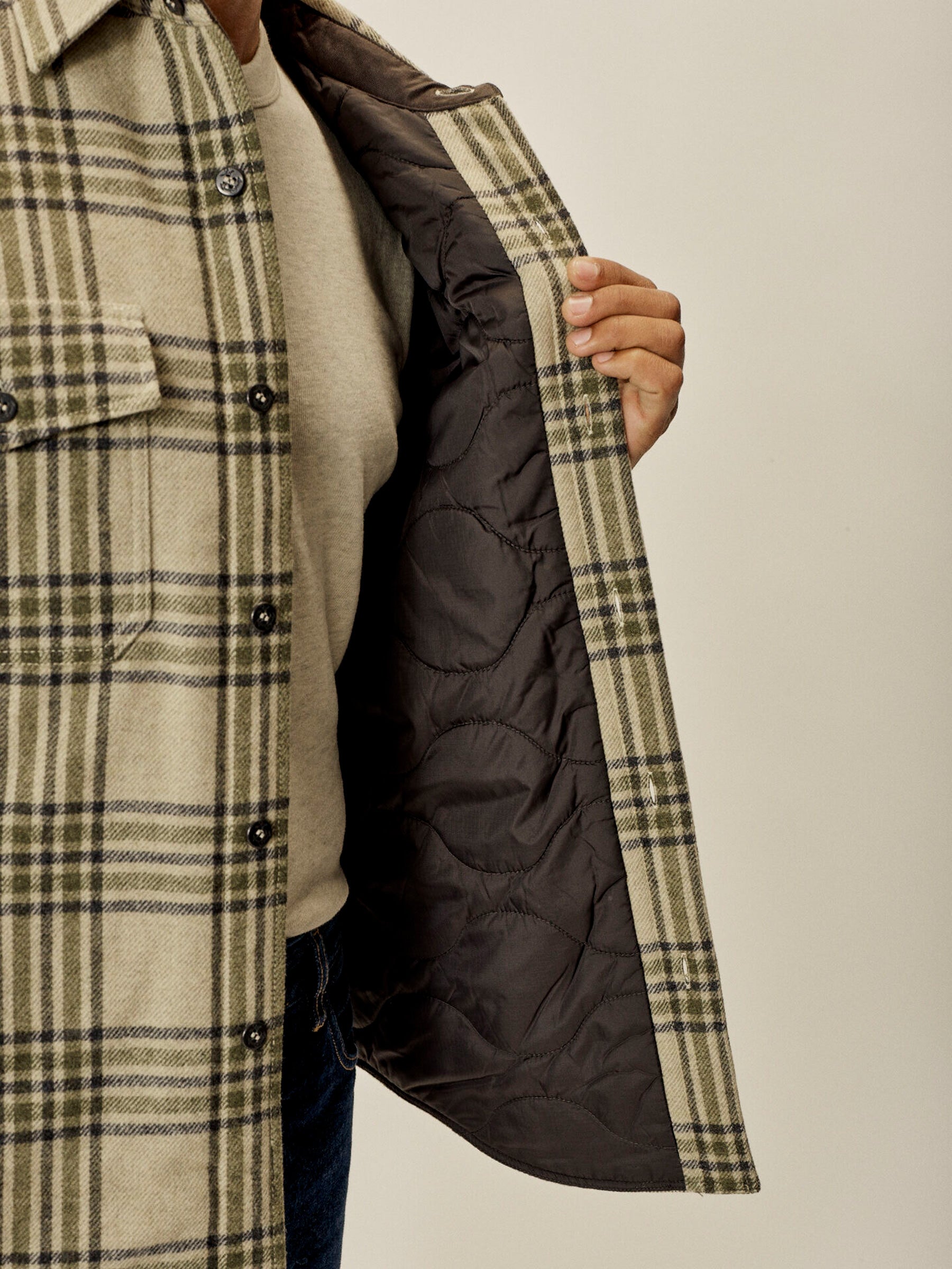 Khaki/Olive Wool Plaid CPO Jacket - Image 5