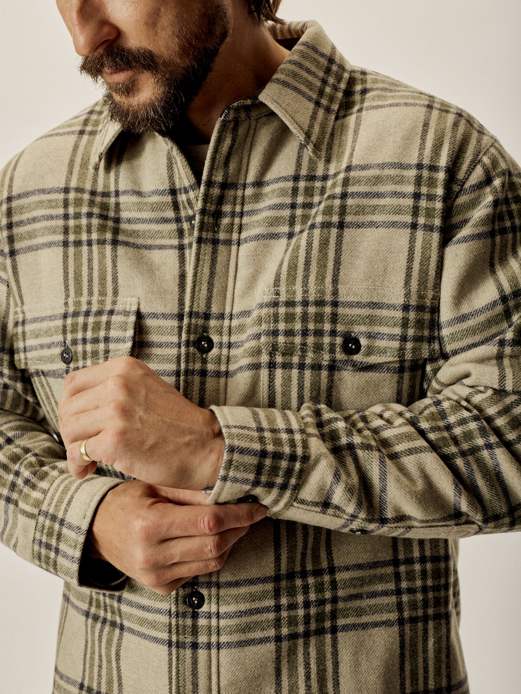 Khaki/Olive Wool Plaid CPO Jacket - Image 3