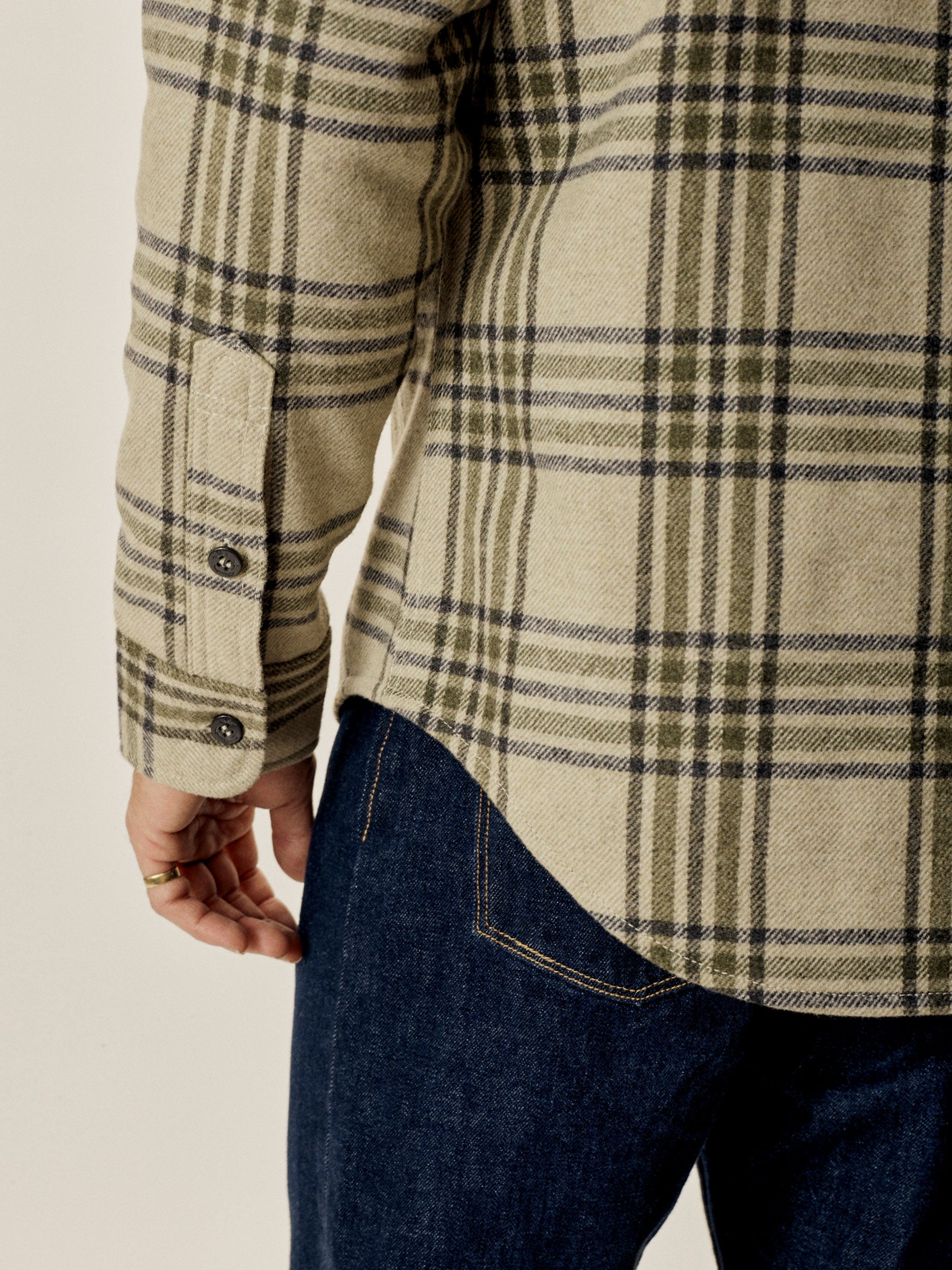 Khaki/Olive Wool Plaid CPO Jacket - Image 6