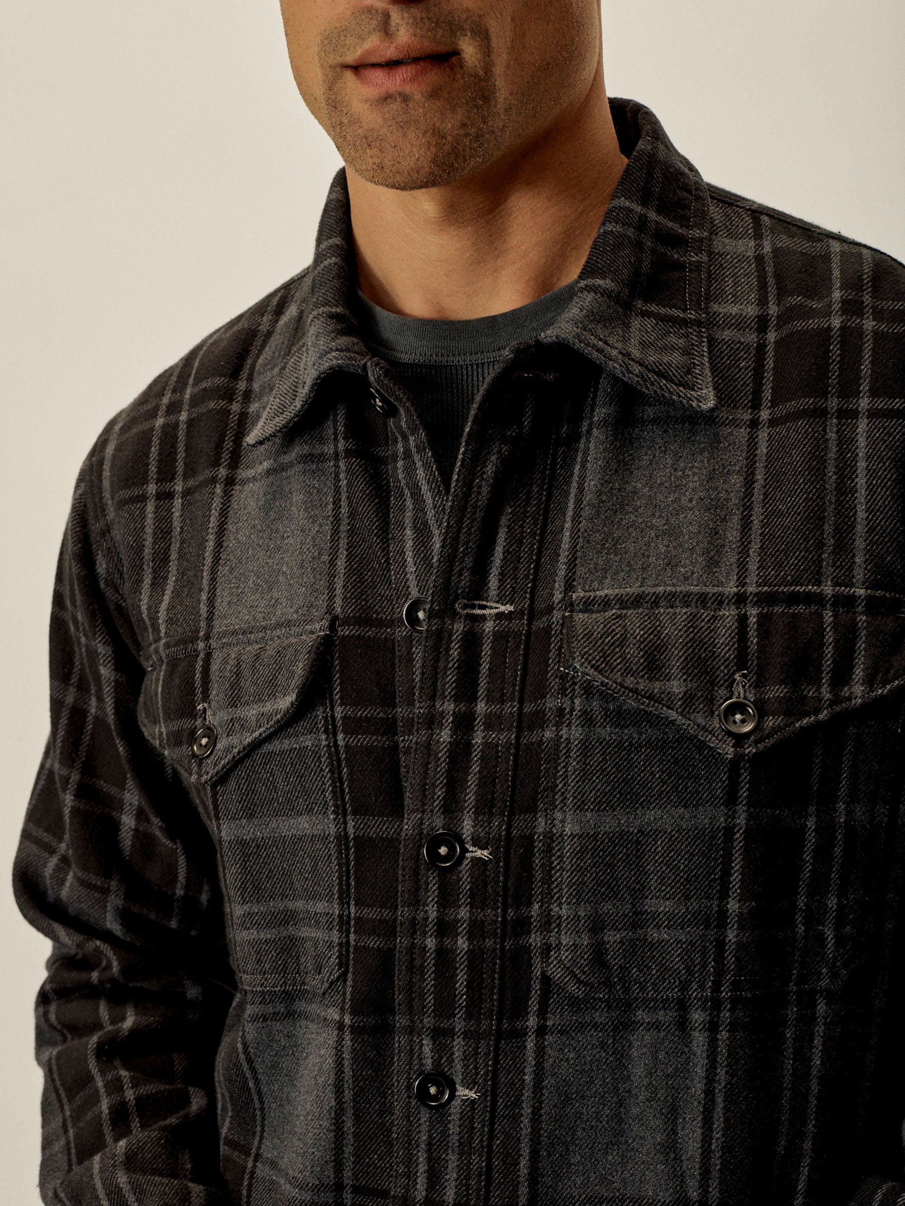 Charcoal / Black Plaid Blanket Flannel Field Jacket - Image 5