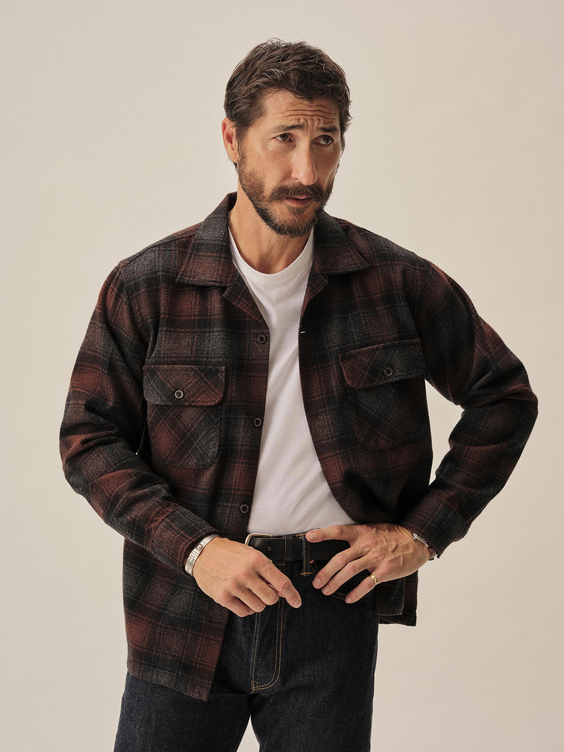 Grey Rust Plaid North Coast Camp Shirt - Image 2