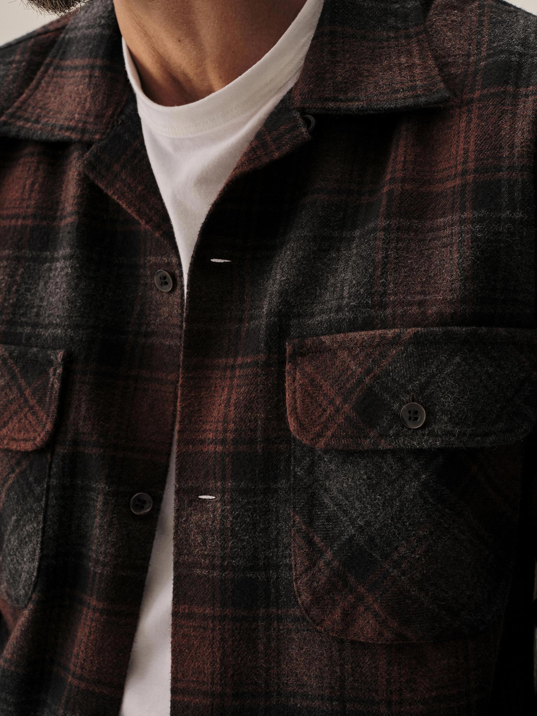Grey Rust Plaid North Coast Camp Shirt - Image 3