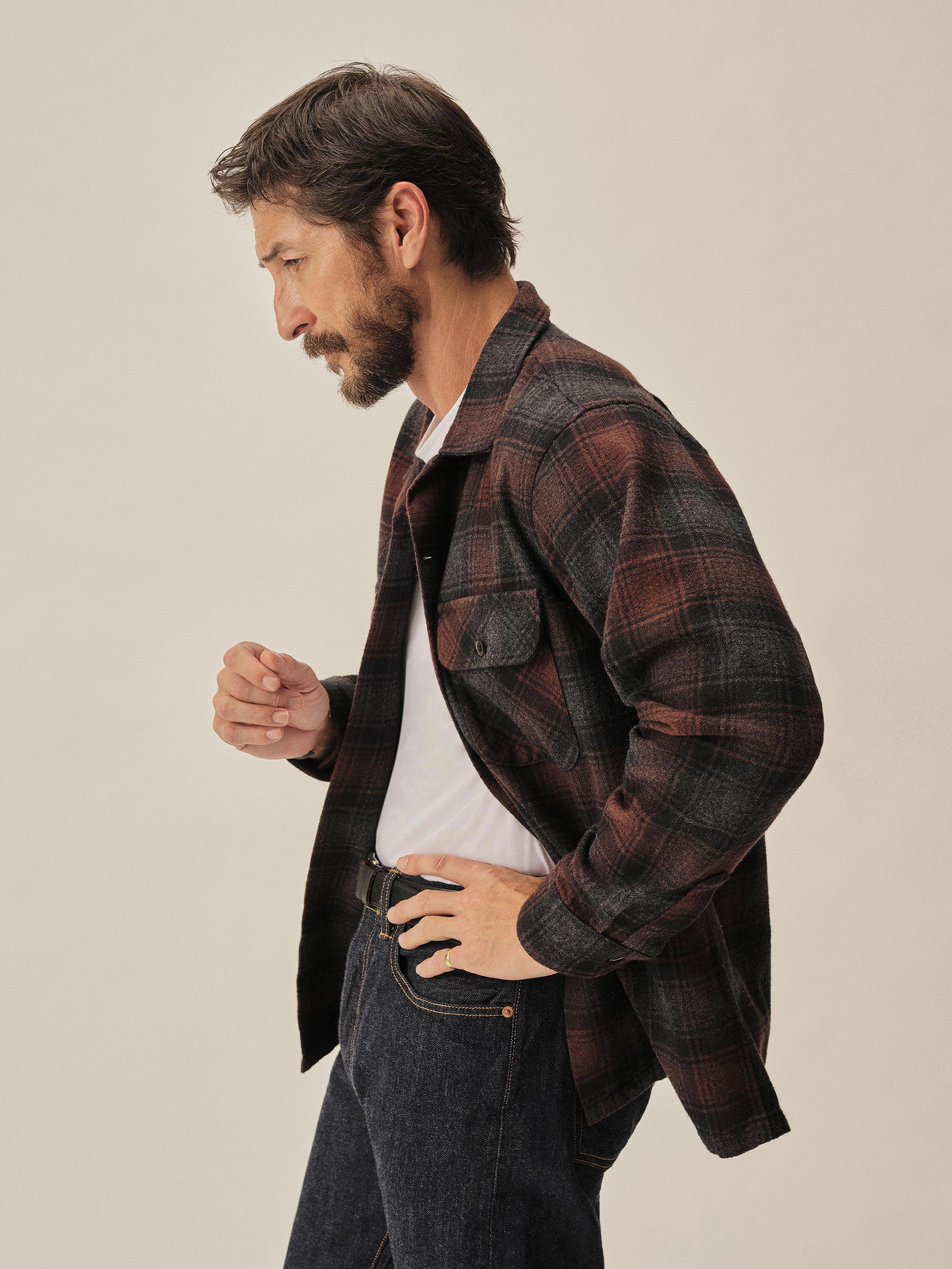 Grey Rust Plaid North Coast Camp Shirt - Image 4