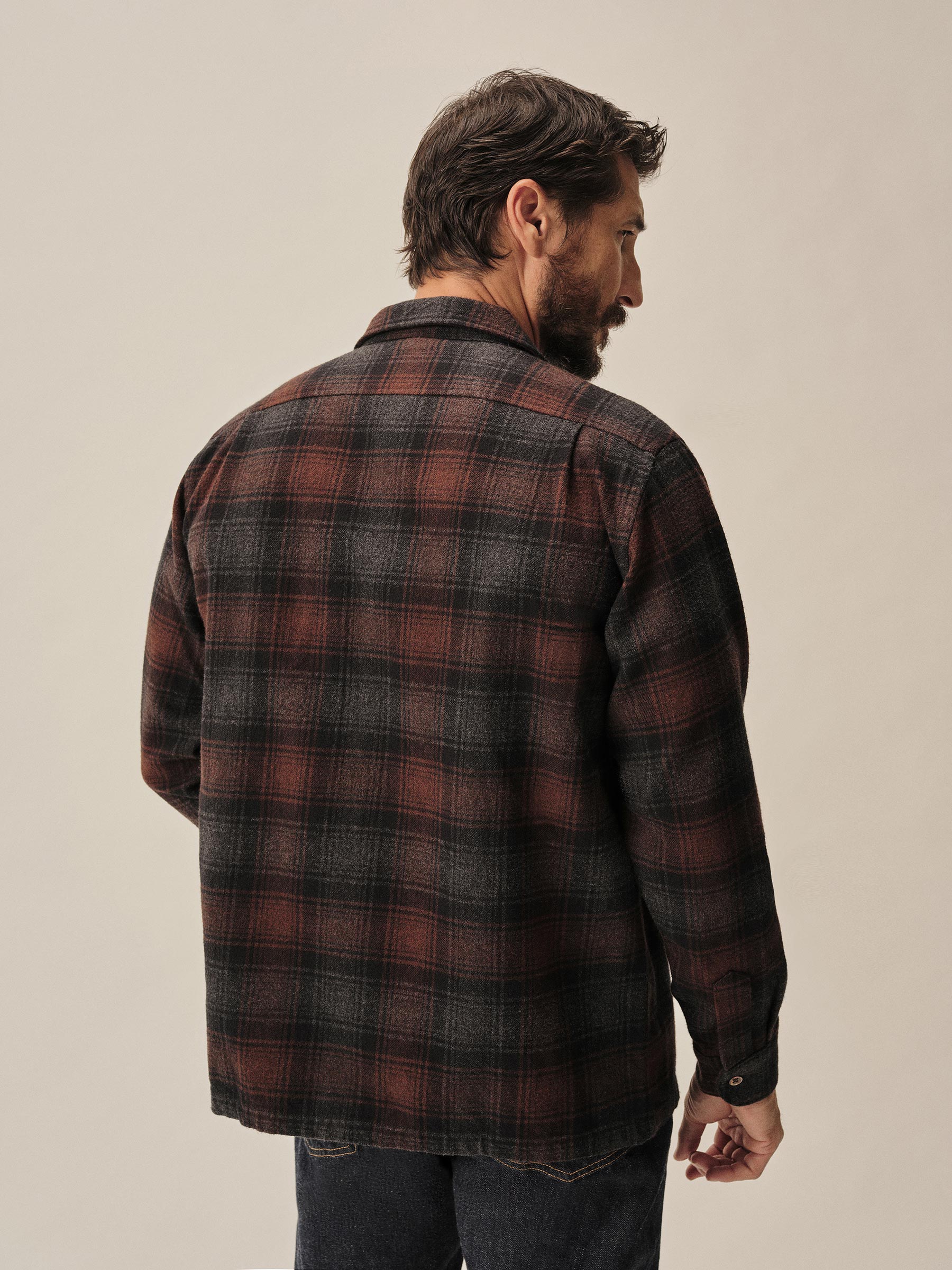 Grey Rust Plaid North Coast Camp Shirt - Image 5