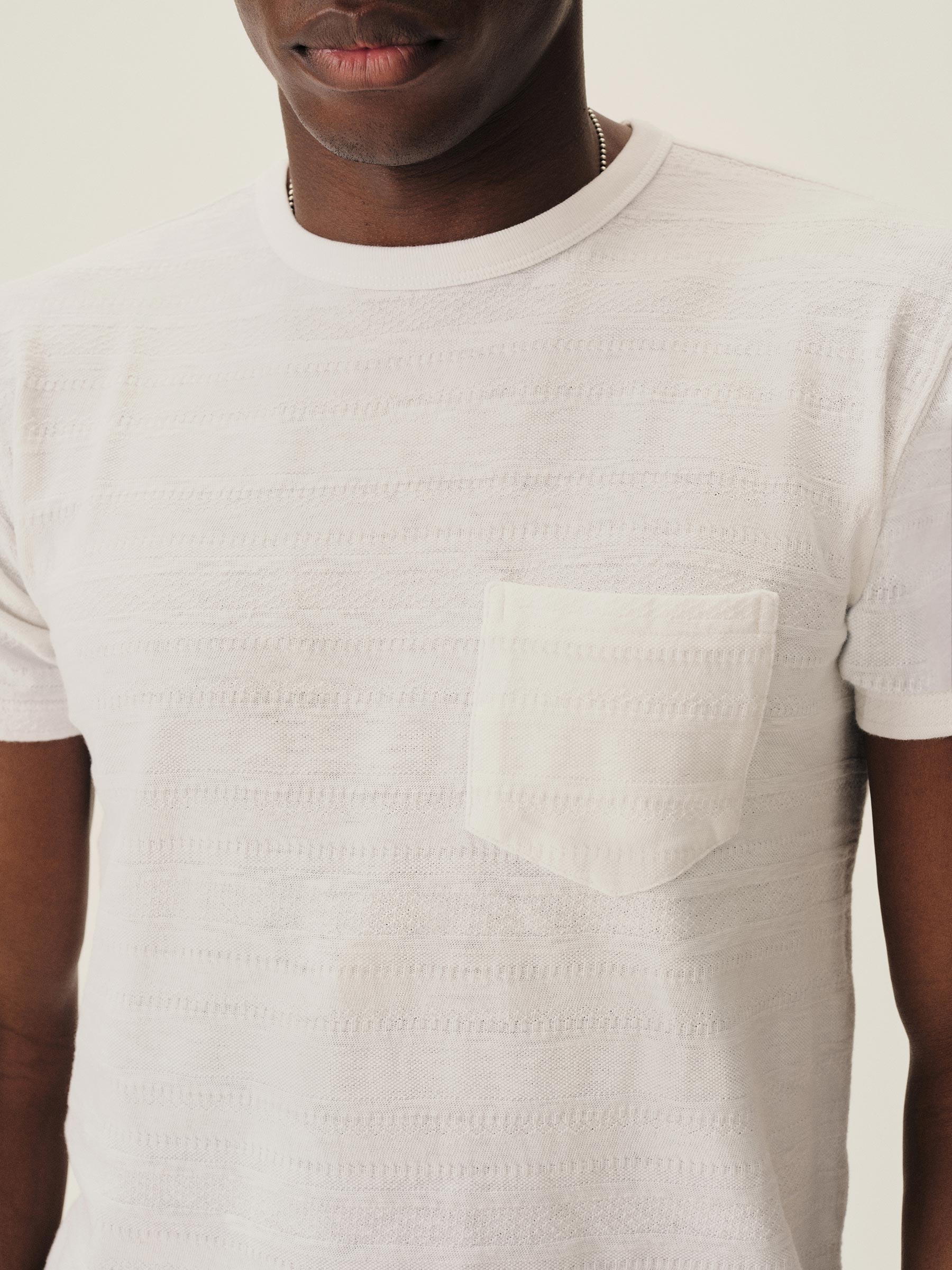 White Vintage Jacquard Pocket Tee - Image 3