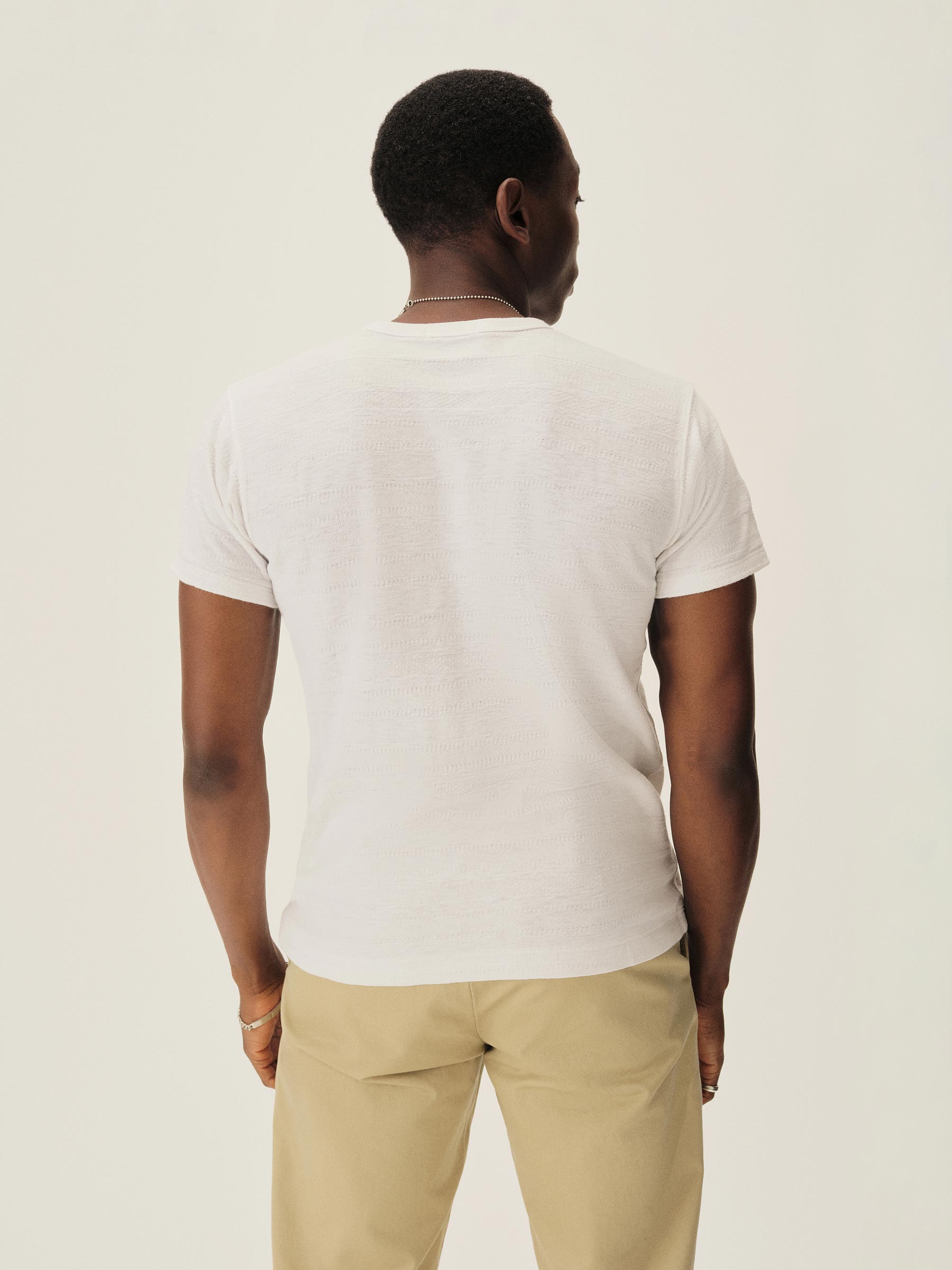 White Vintage Jacquard Pocket Tee - Image 5