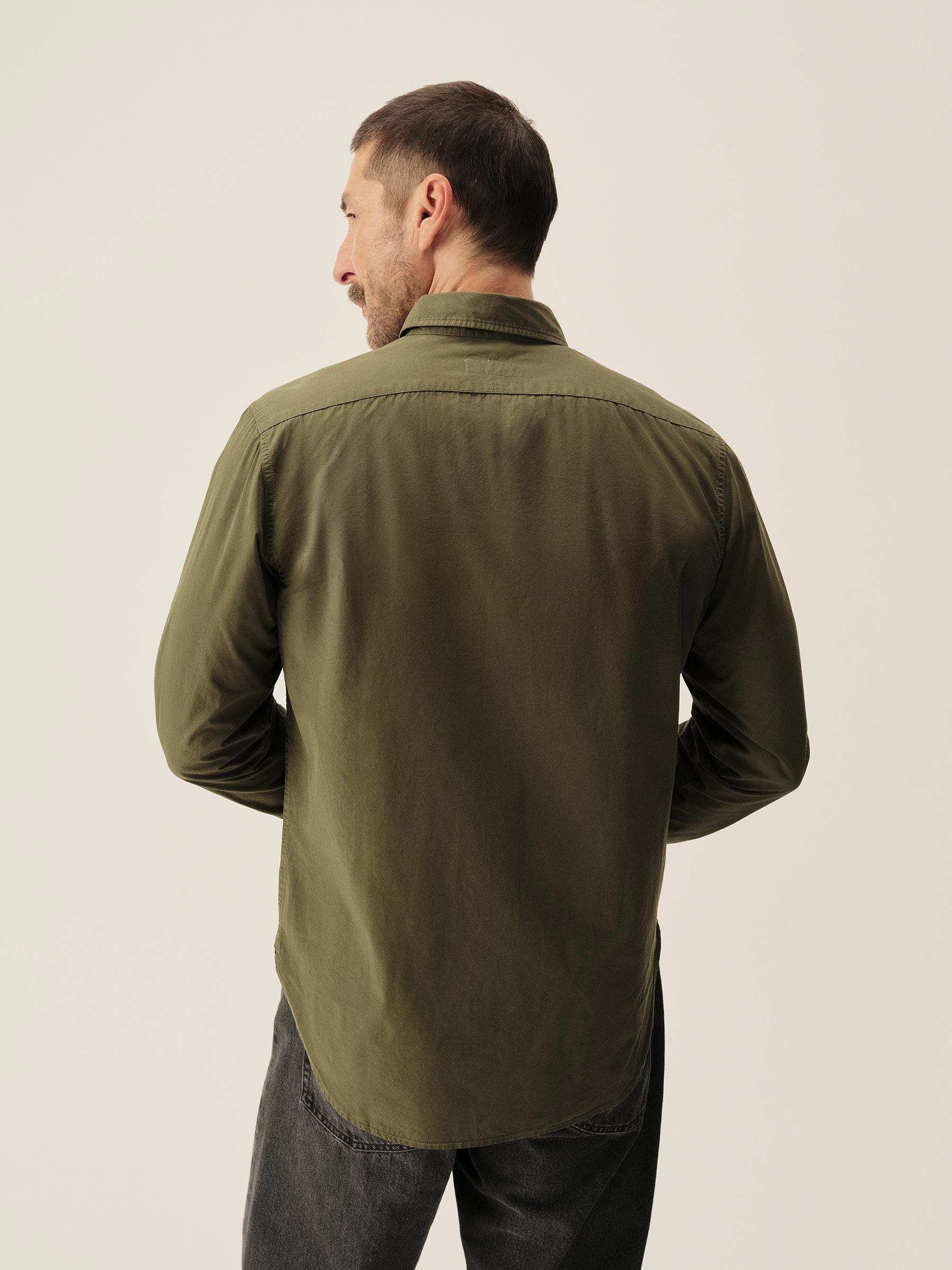 Dark Olive Skyline Poplin One Pocket BD Shirt - Image 4