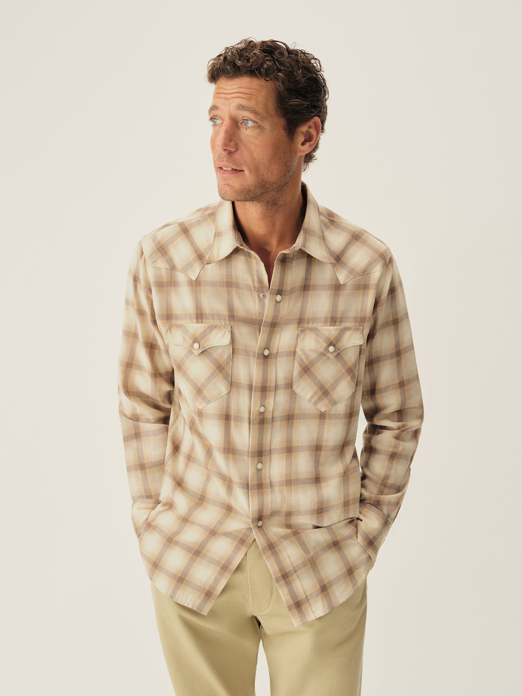Alternative view of Brown Plaid Ombre Palomino Western Shirt