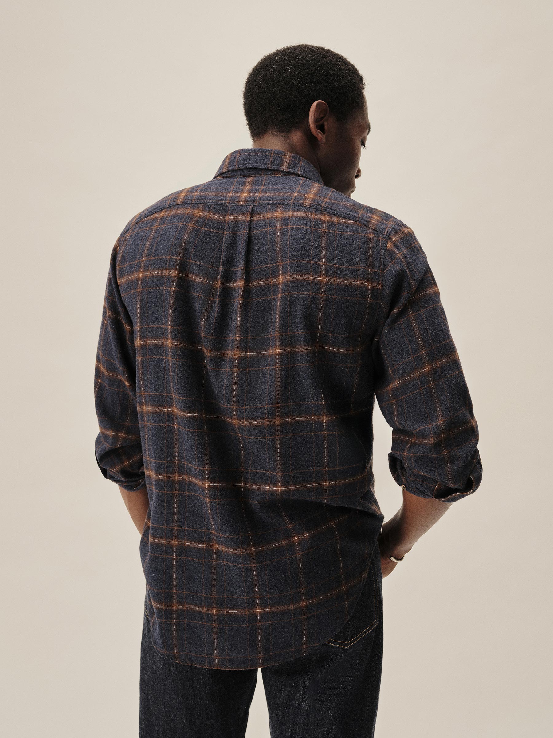 Navy / Brown Ombre Plaid Pacific Twill Flannel Bd Shirt - Image 6