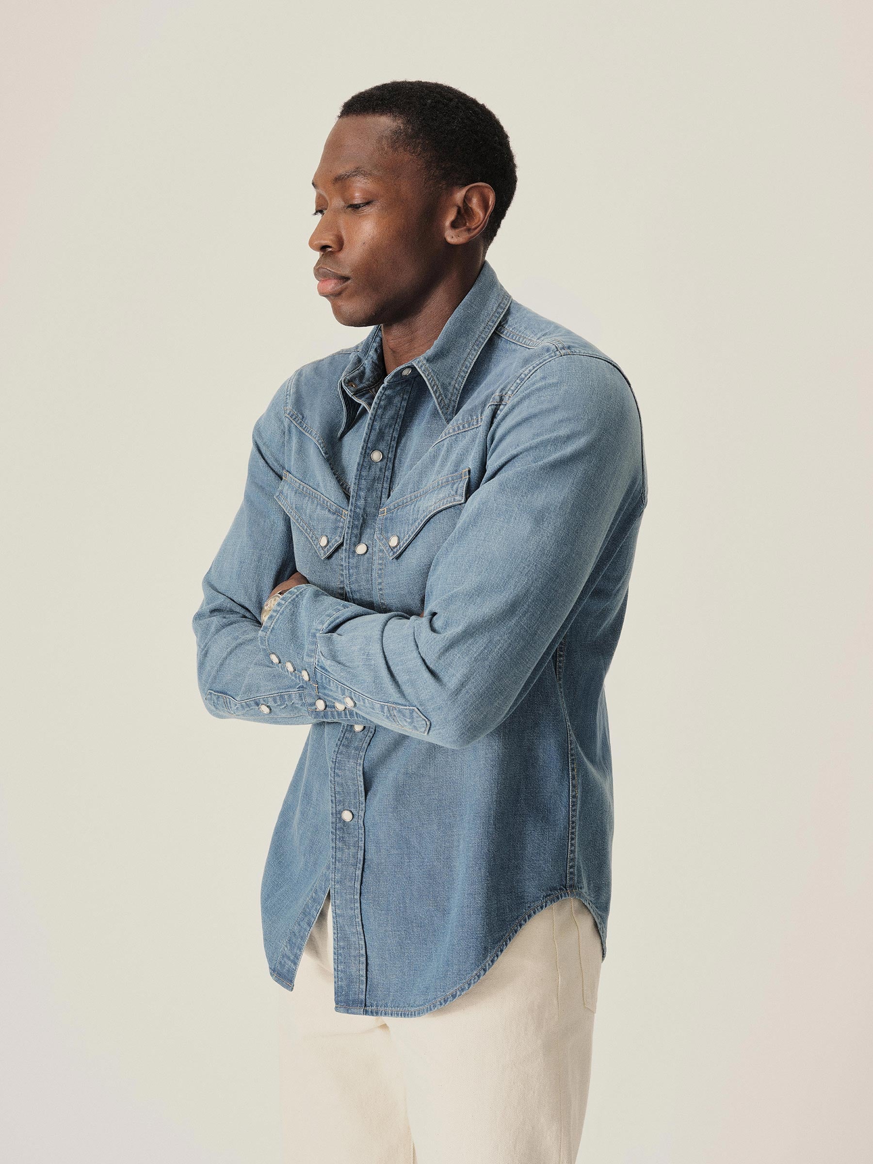 M048 Japanese Denim Lubbock Longhorn Shirt - Image 4