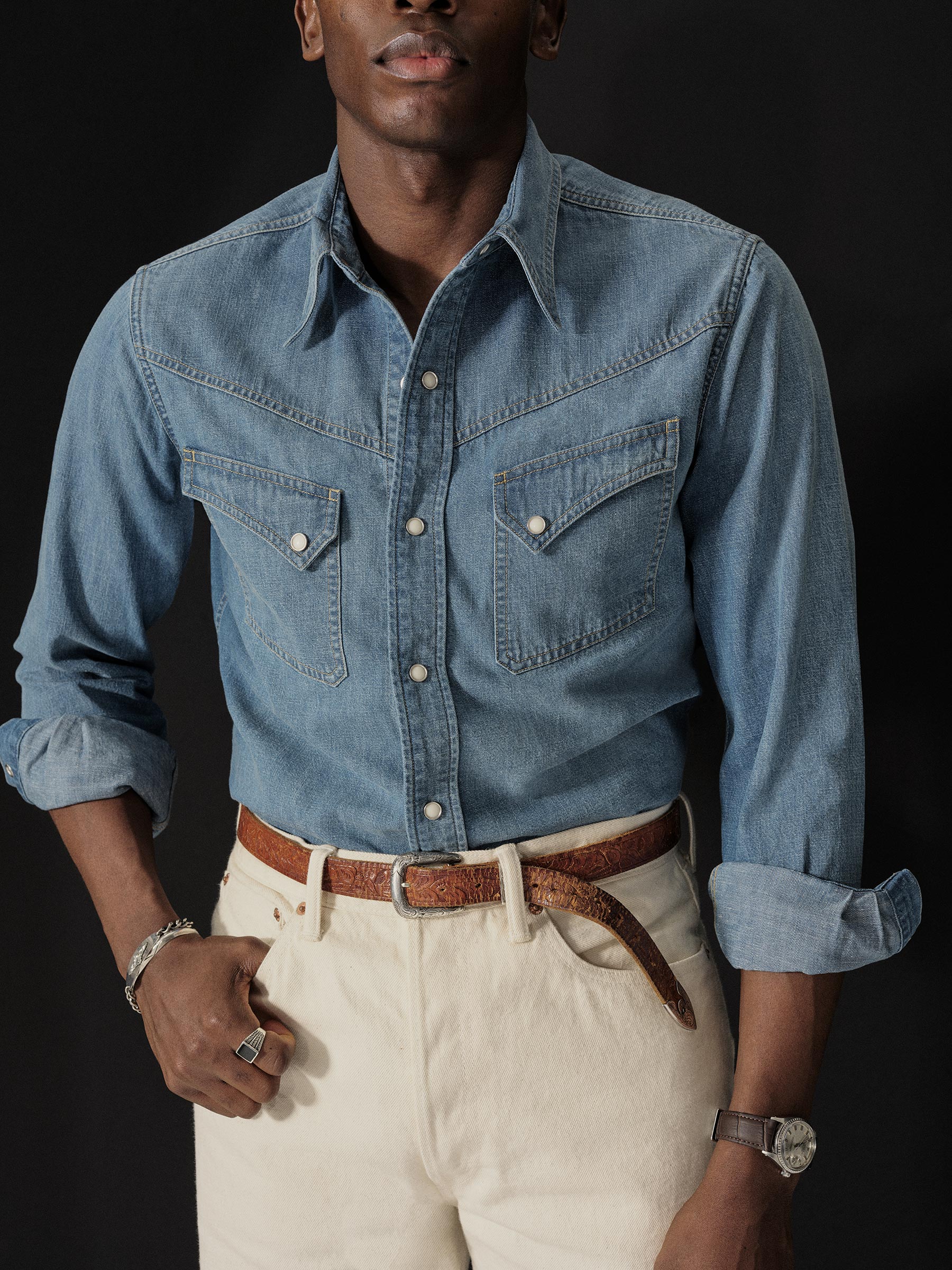 M048 Japanese Denim Lubbock Longhorn Shirt - Image 2