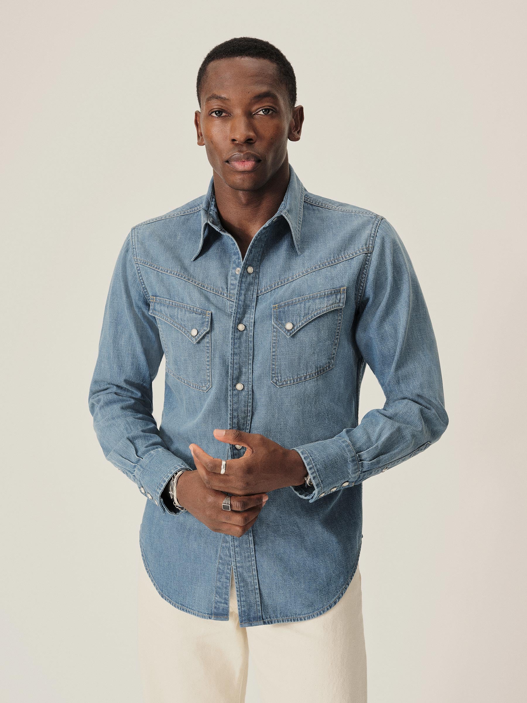 M048 Japanese Denim Lubbock Longhorn Shirt - Image 3