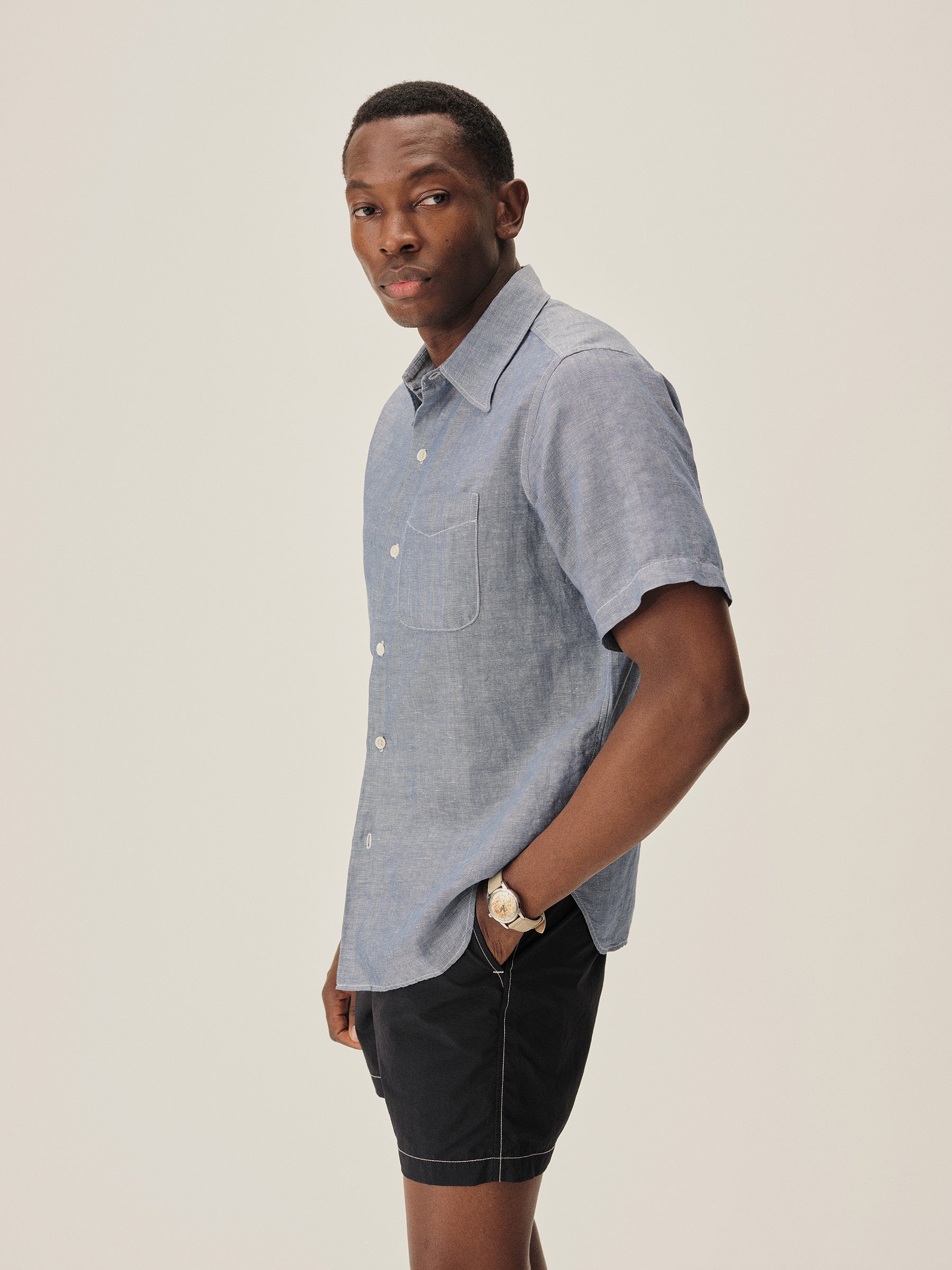 Chambray Breeze Cotton Linen S/S Shirt - Image 4