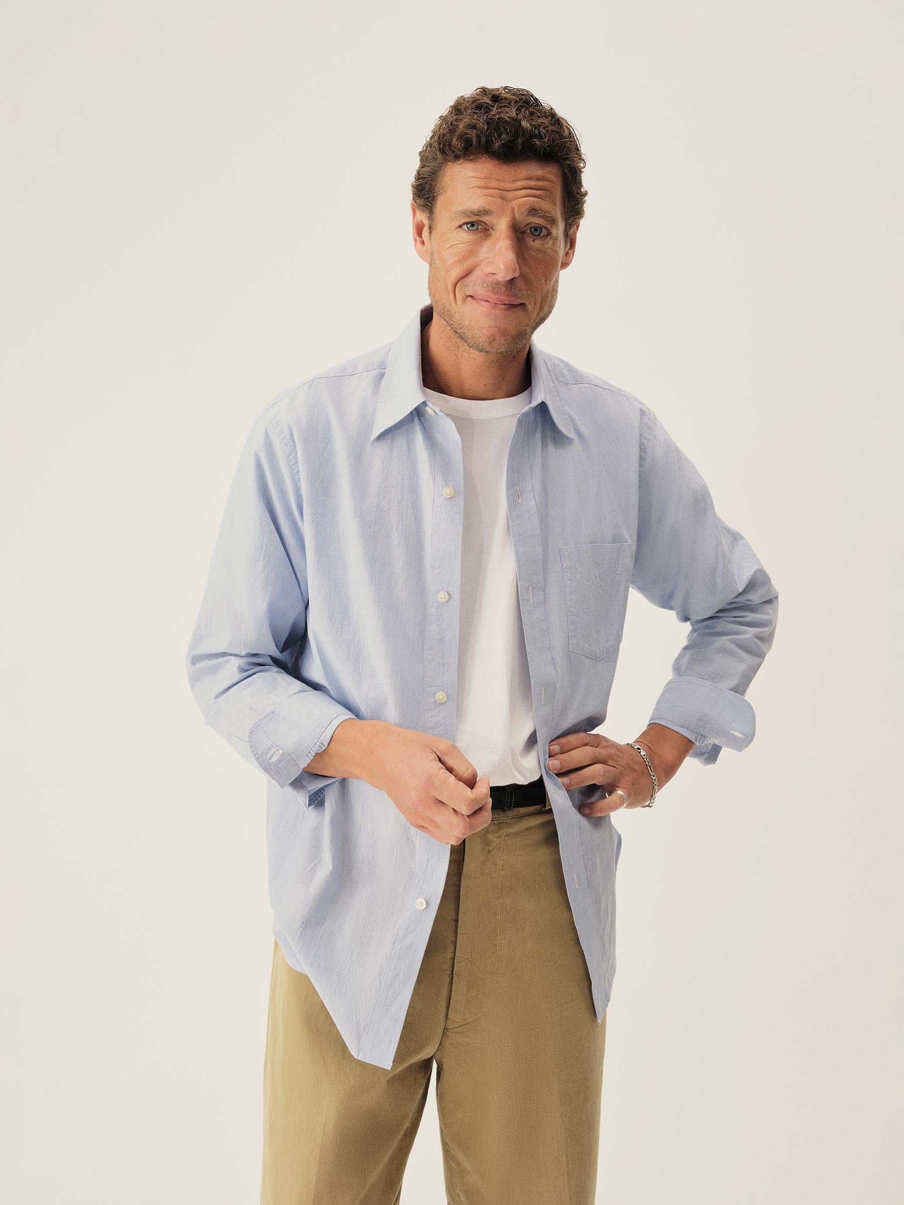 Alternative view of Azure End On End Wornwell One Pocket Shirt