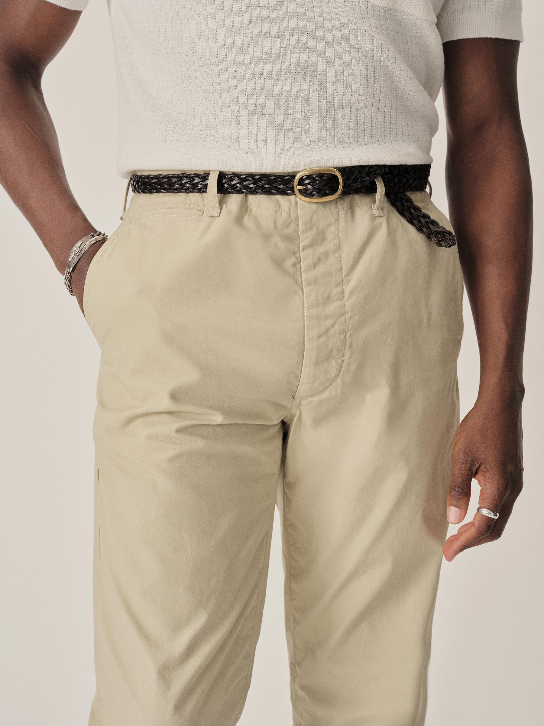 Washed Khaki Parachute Poplin Maverick Slim Chino - Image 3