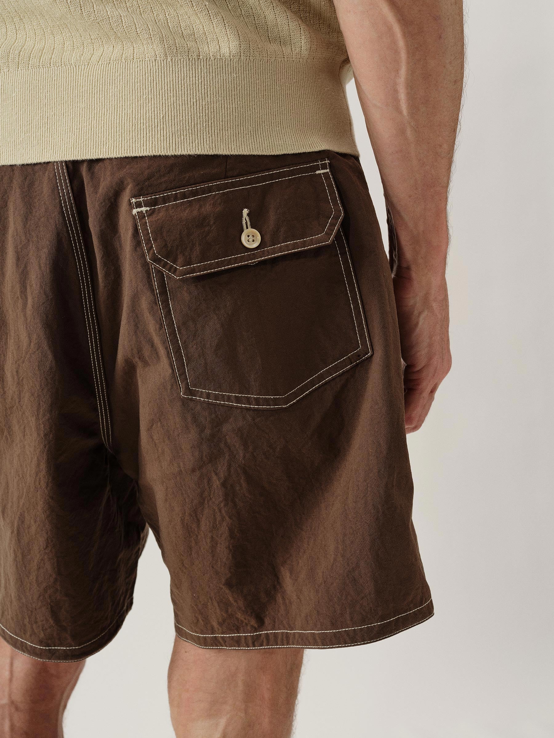 Brown Japanese Oxford Board Short - Image 6