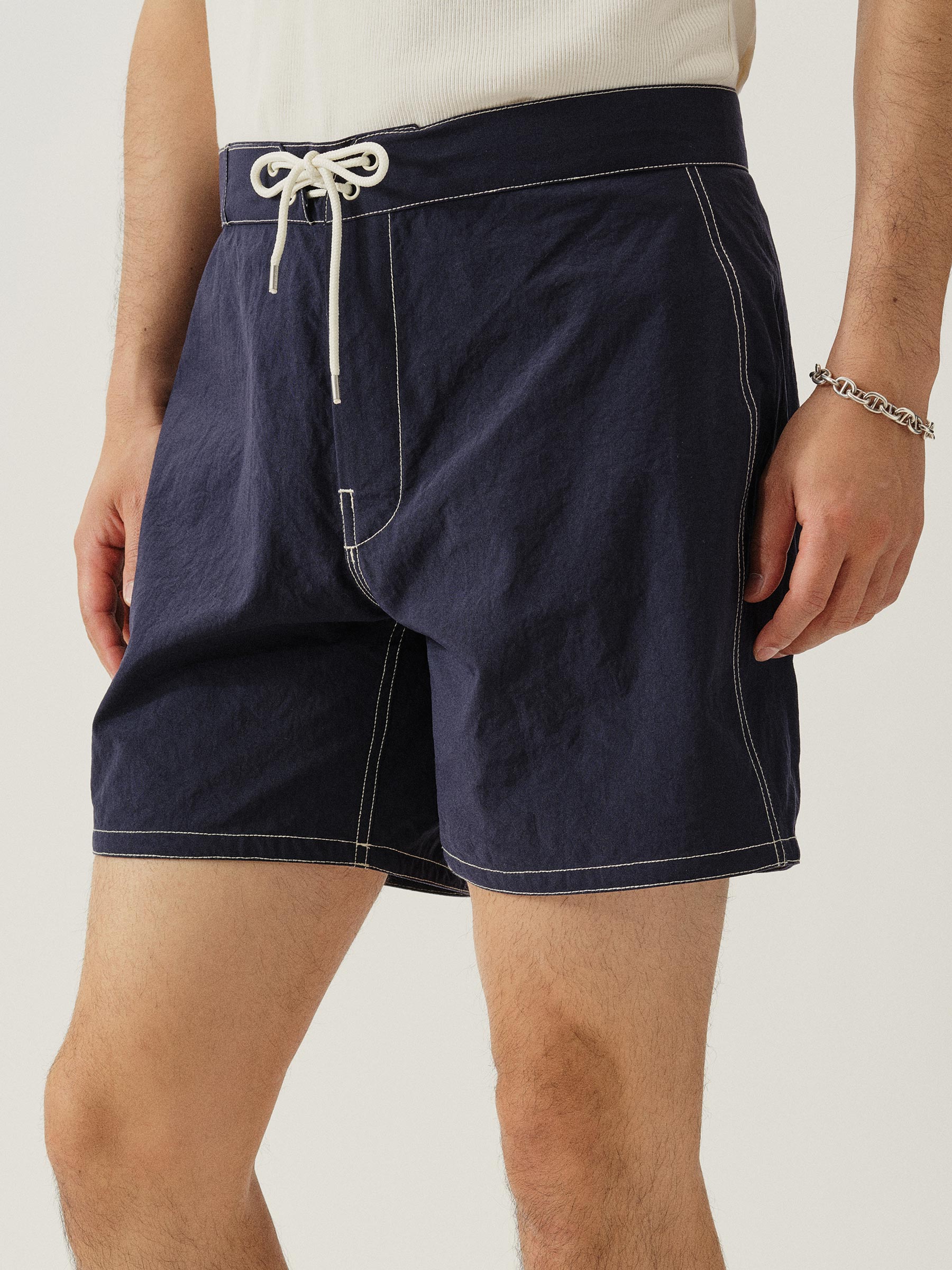 Navy Japanese Oxford Board Short - Image 3