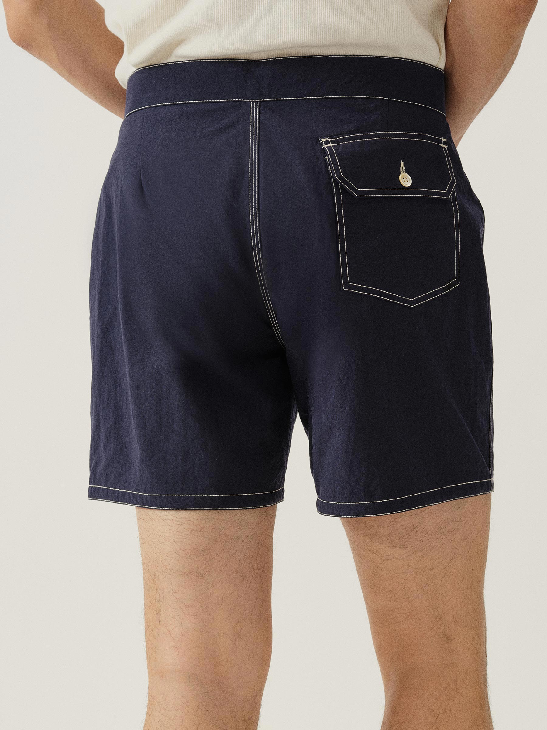 Navy Japanese Oxford Board Short - Image 5