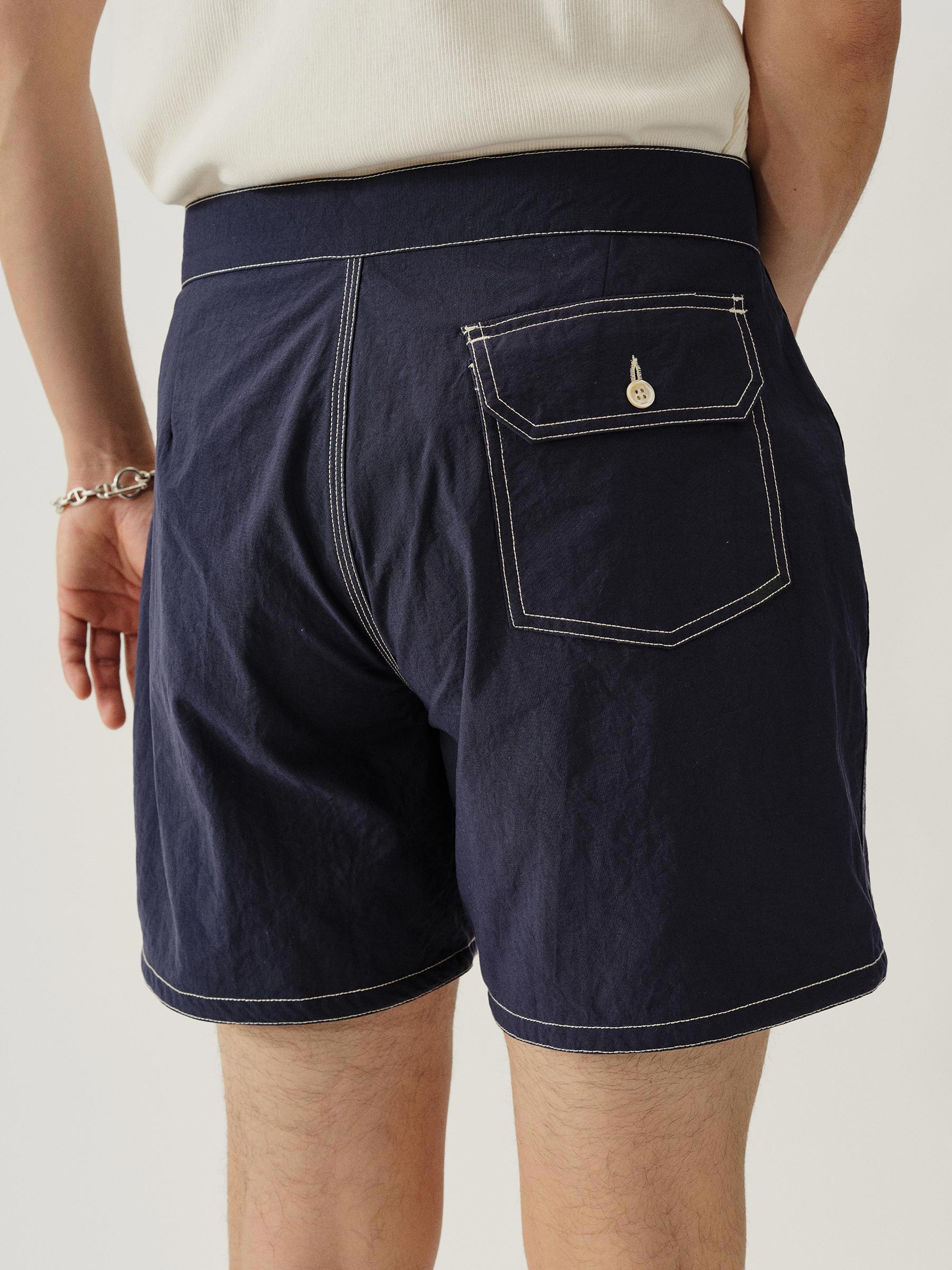Navy Japanese Oxford Board Short - Image 4