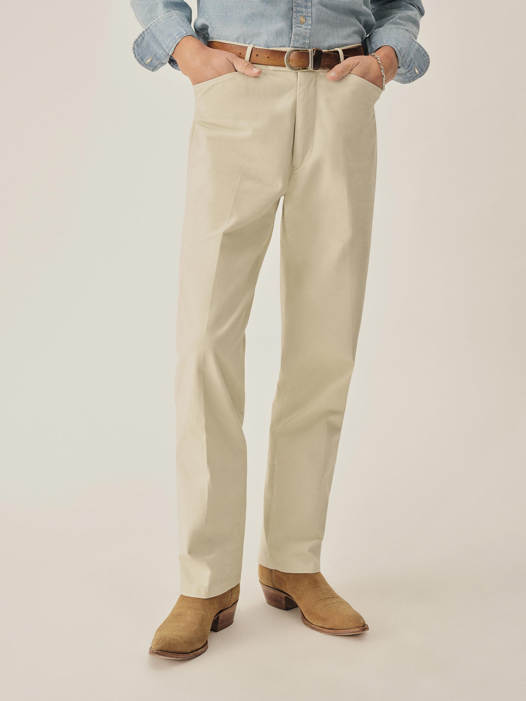 Pearl Snap White Cotton Twill El Camino Pant - Image 3