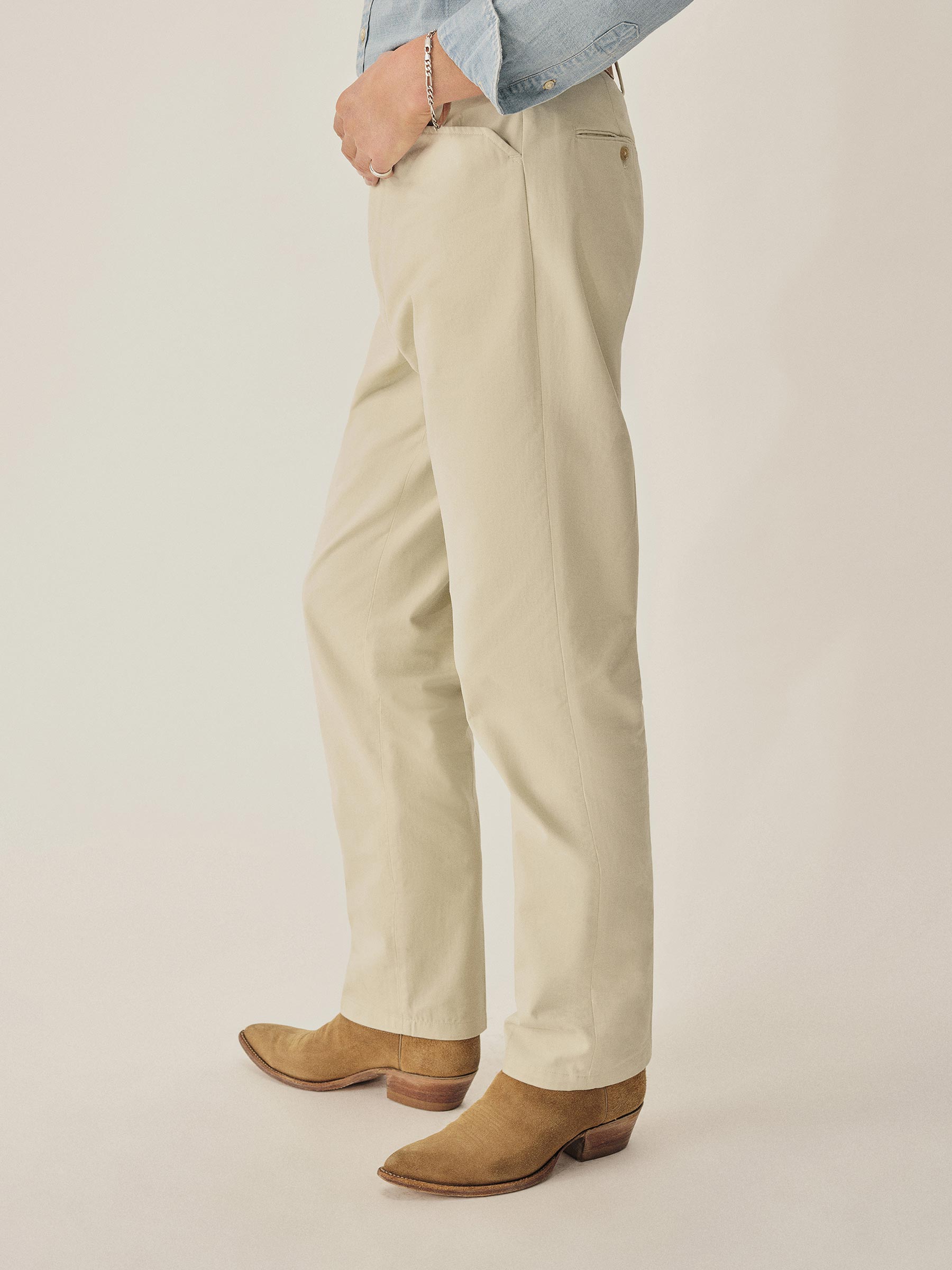 Pearl Snap White Cotton Twill El Camino Pant - Image 5