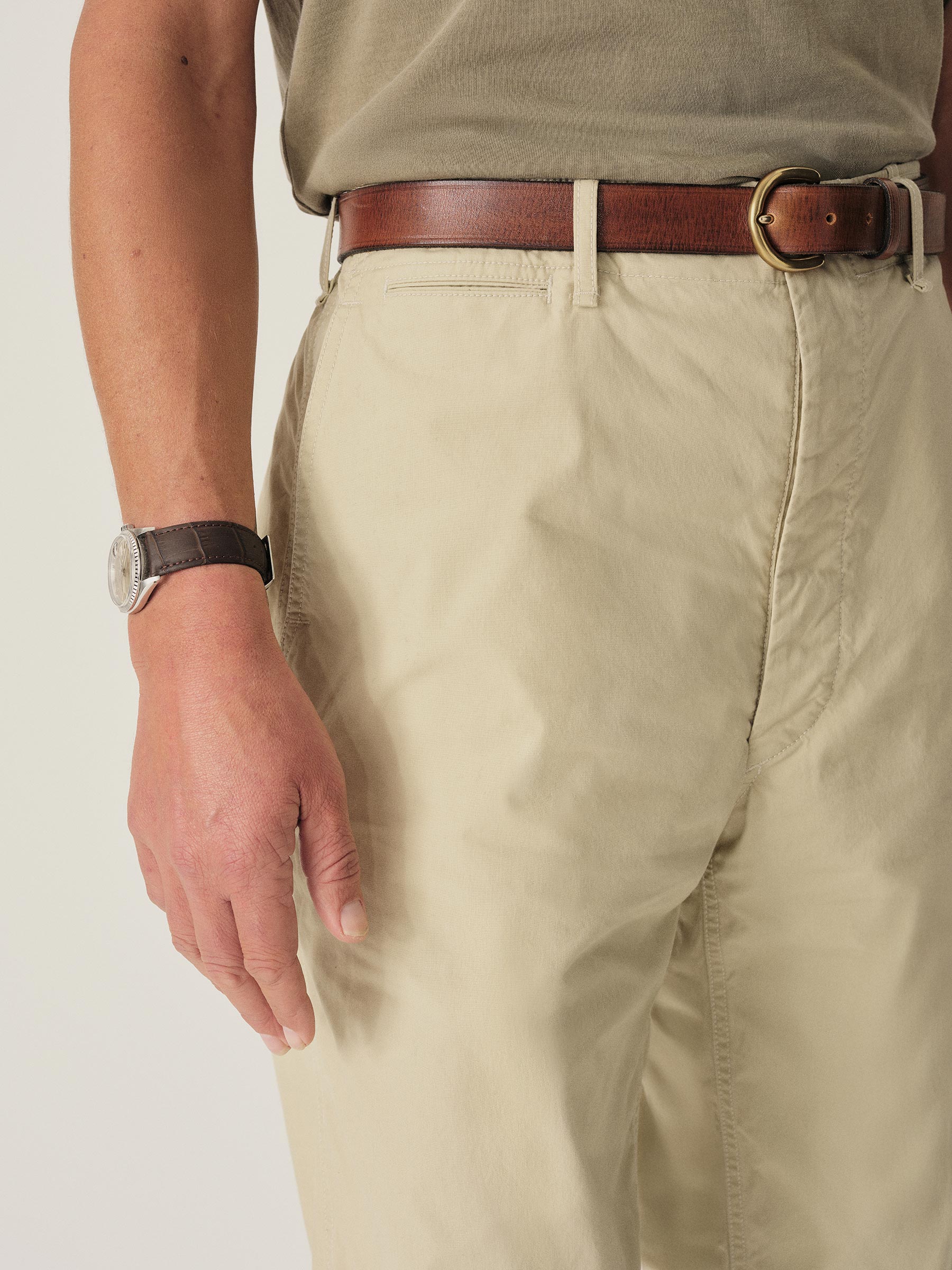 Washed Khaki Parachute Poplin Full Saddle Chino - Image 3