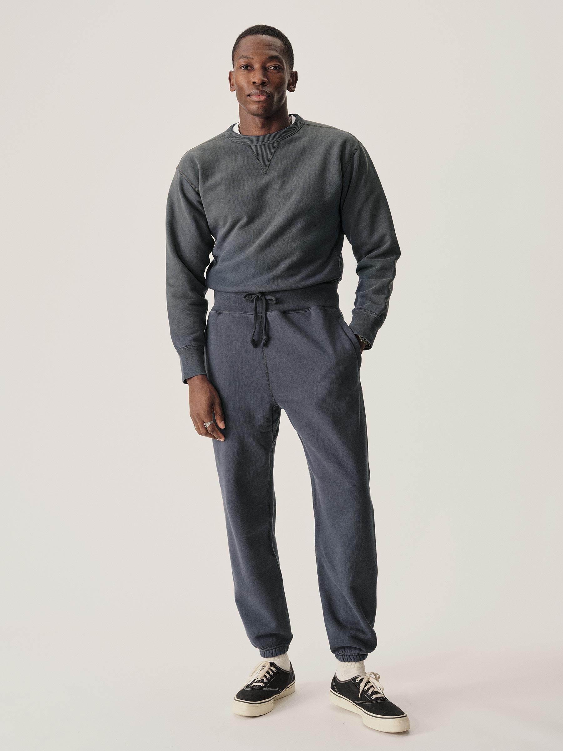 Navy Sunfade Welterweight Double V Crew Sweatshirt - Image 6