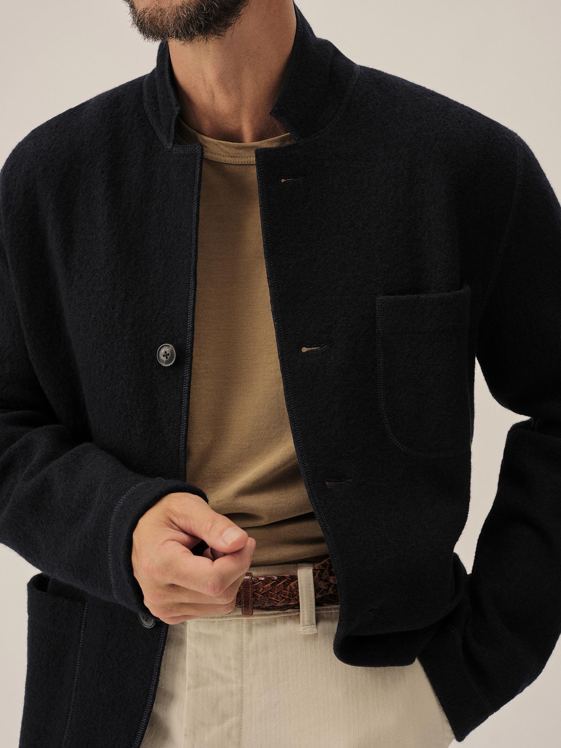 Navy Felted Chore Coat - Image 3