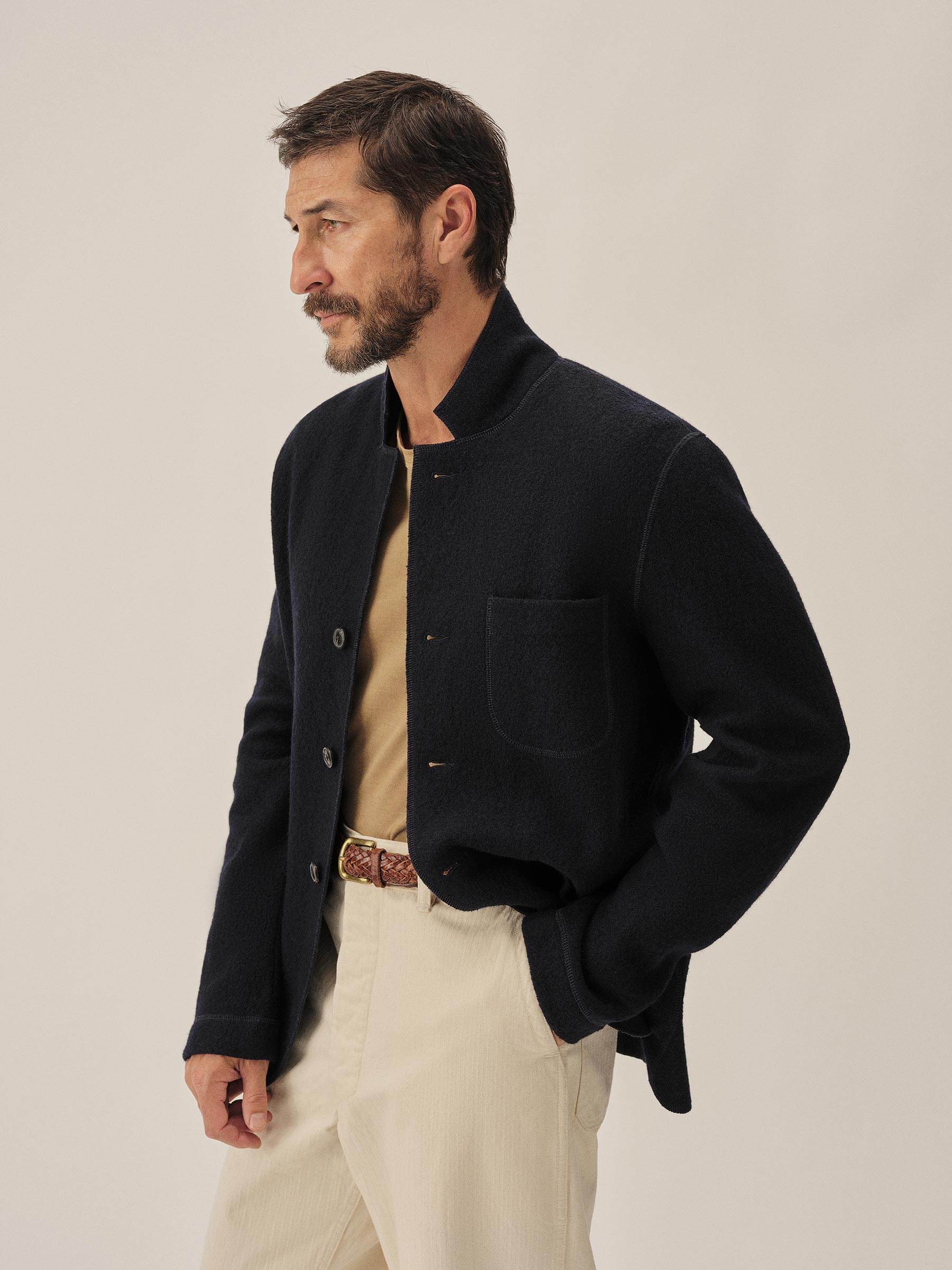 Navy Felted Chore Coat - Image 4