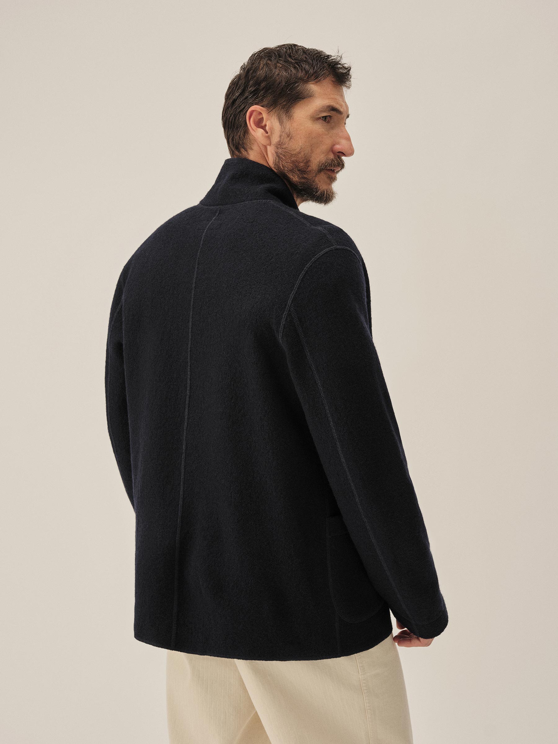 Navy Felted Chore Coat - Image 5
