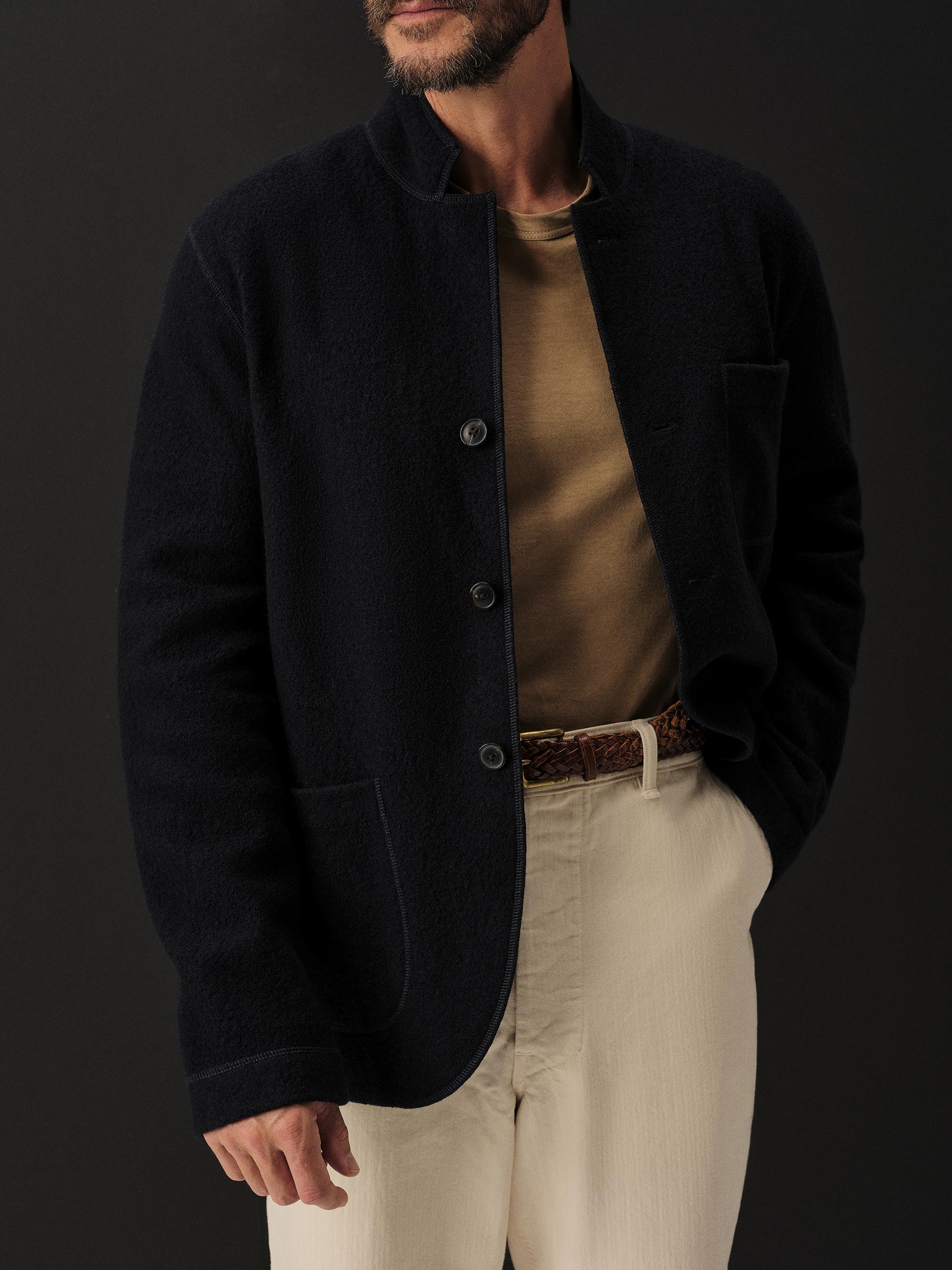Navy Felted Chore Coat - Image 7