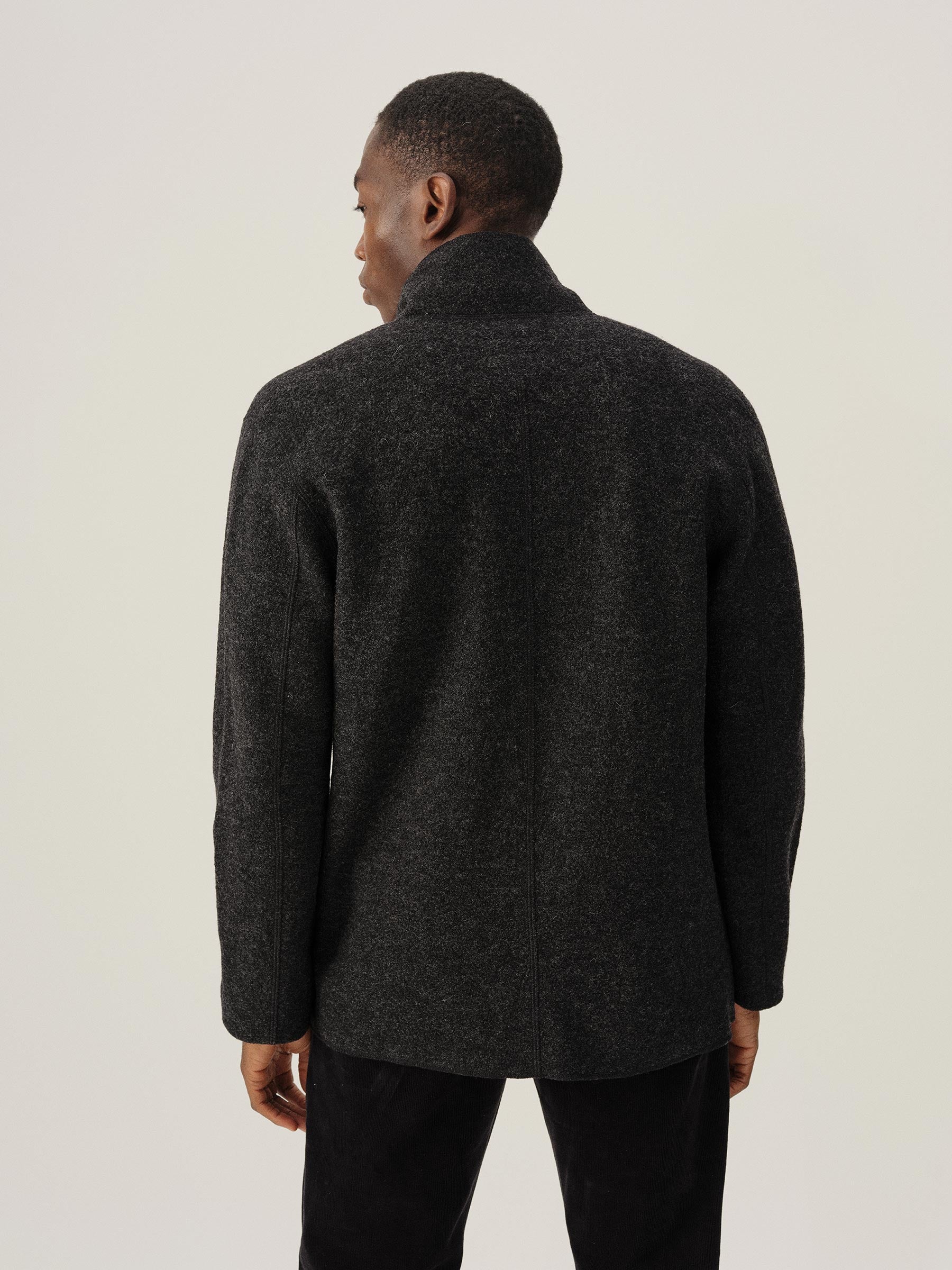 Marled Deep Charcoal Felted Wool Chore Coat - Image 5