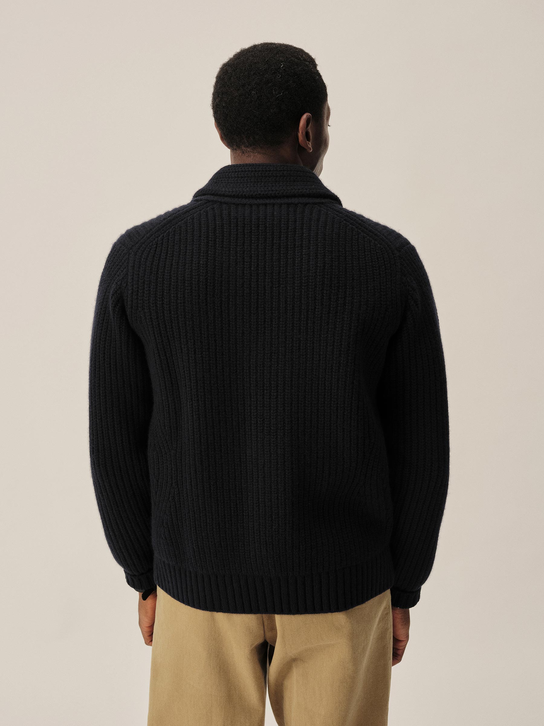 Dark Navy Herdsman Shawl Cardigan - Image 5