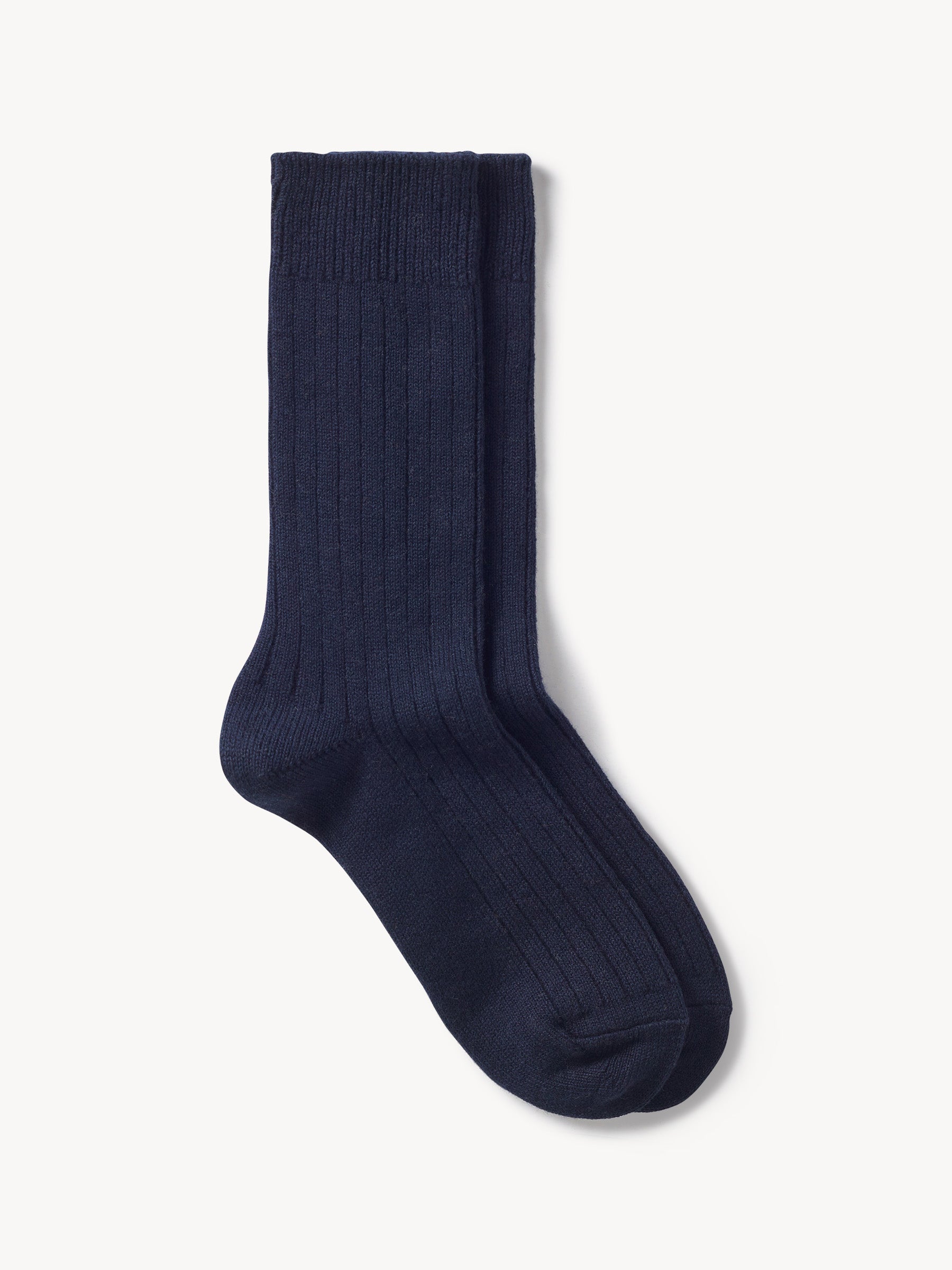 Navy Rototo Cotton Wool Ribbed Crew Socks