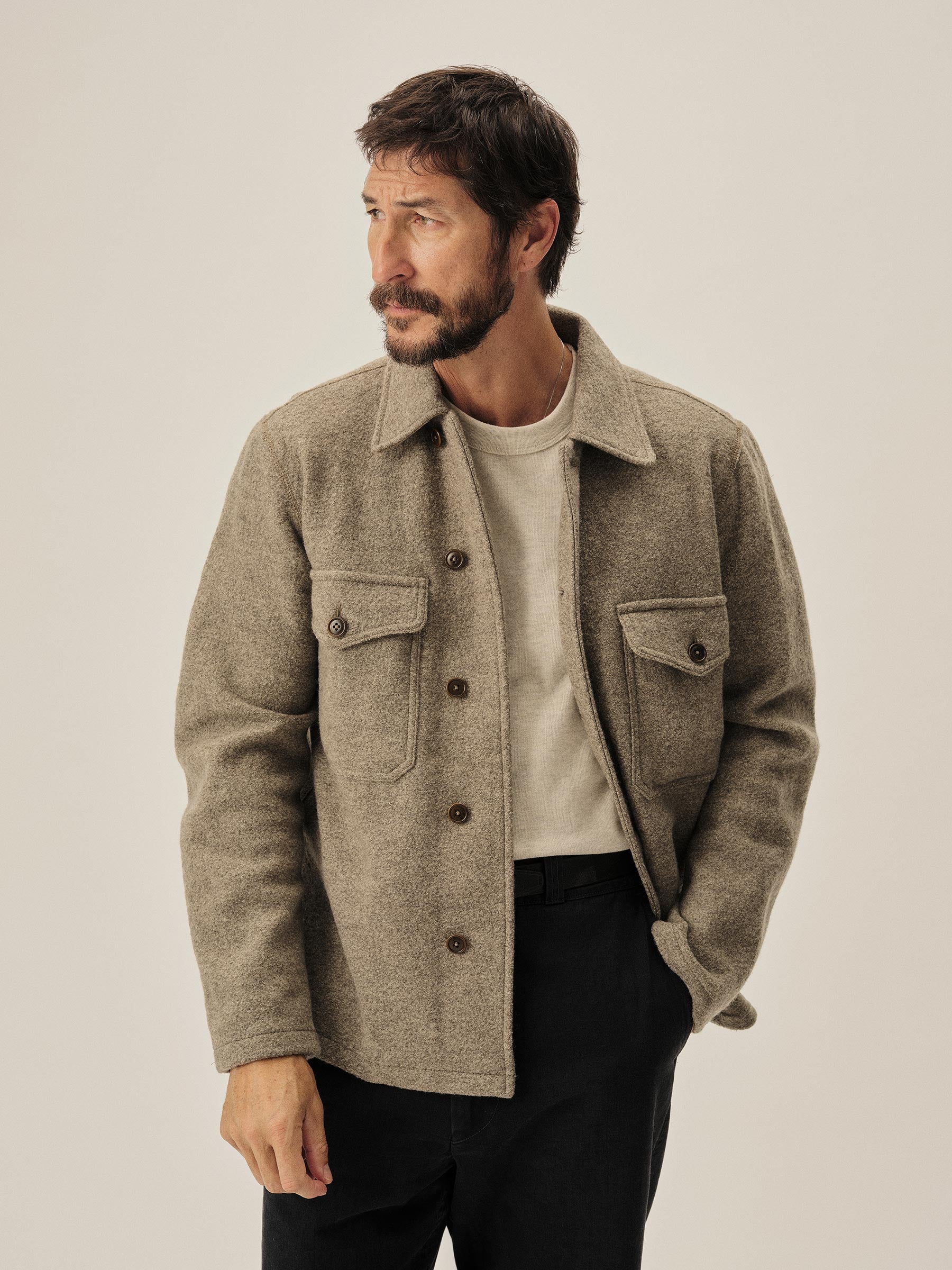 Heather Stone Felted Wool Field Shirt