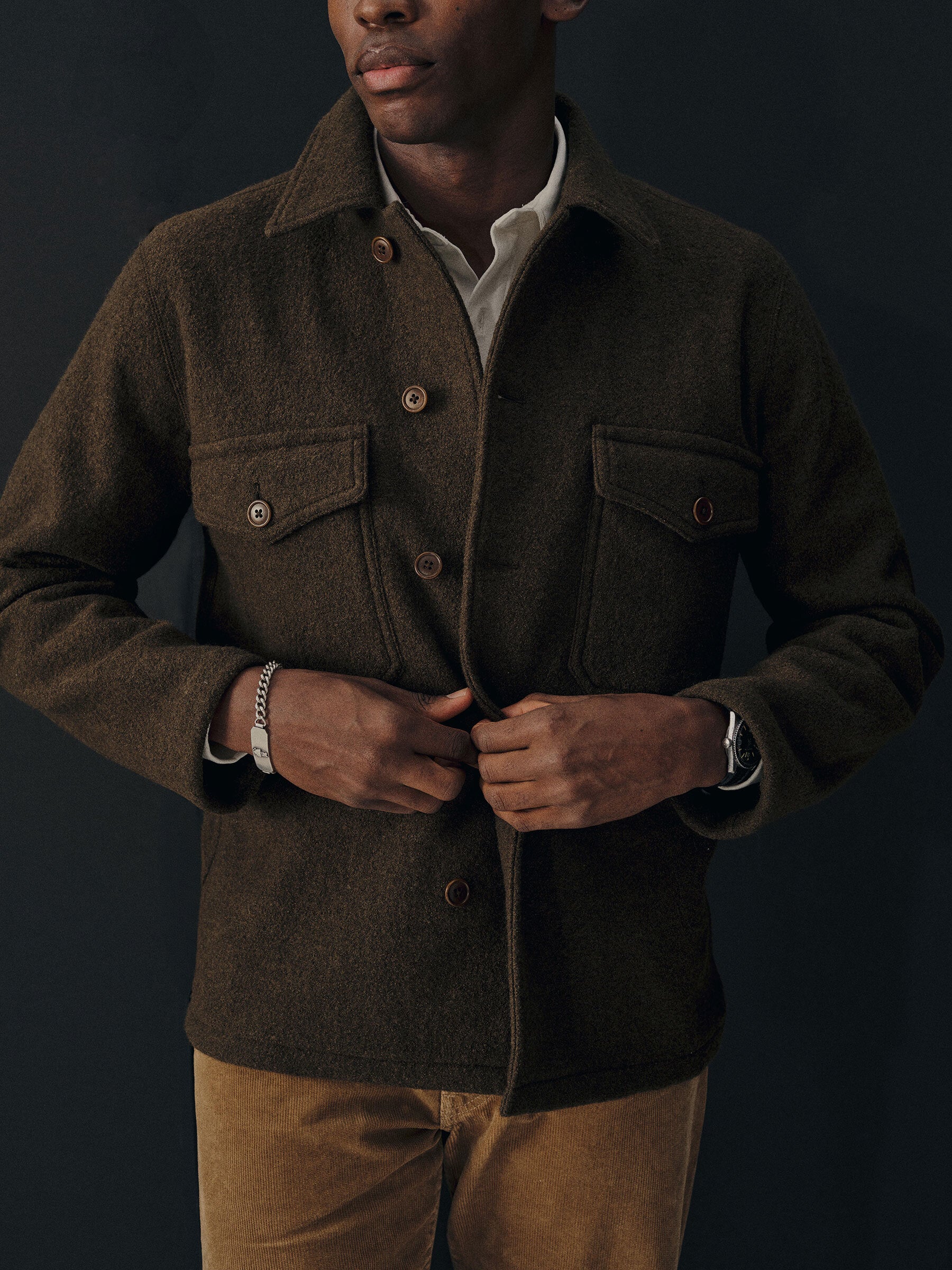 Alternative view of Marled River Rock Felted Wool Field Shirt